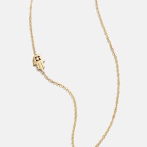18K Gold Asymmetrical Hamsa Necklace - Hamsa