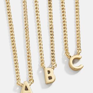 18K Gold Mini Initial Necklace - Gold