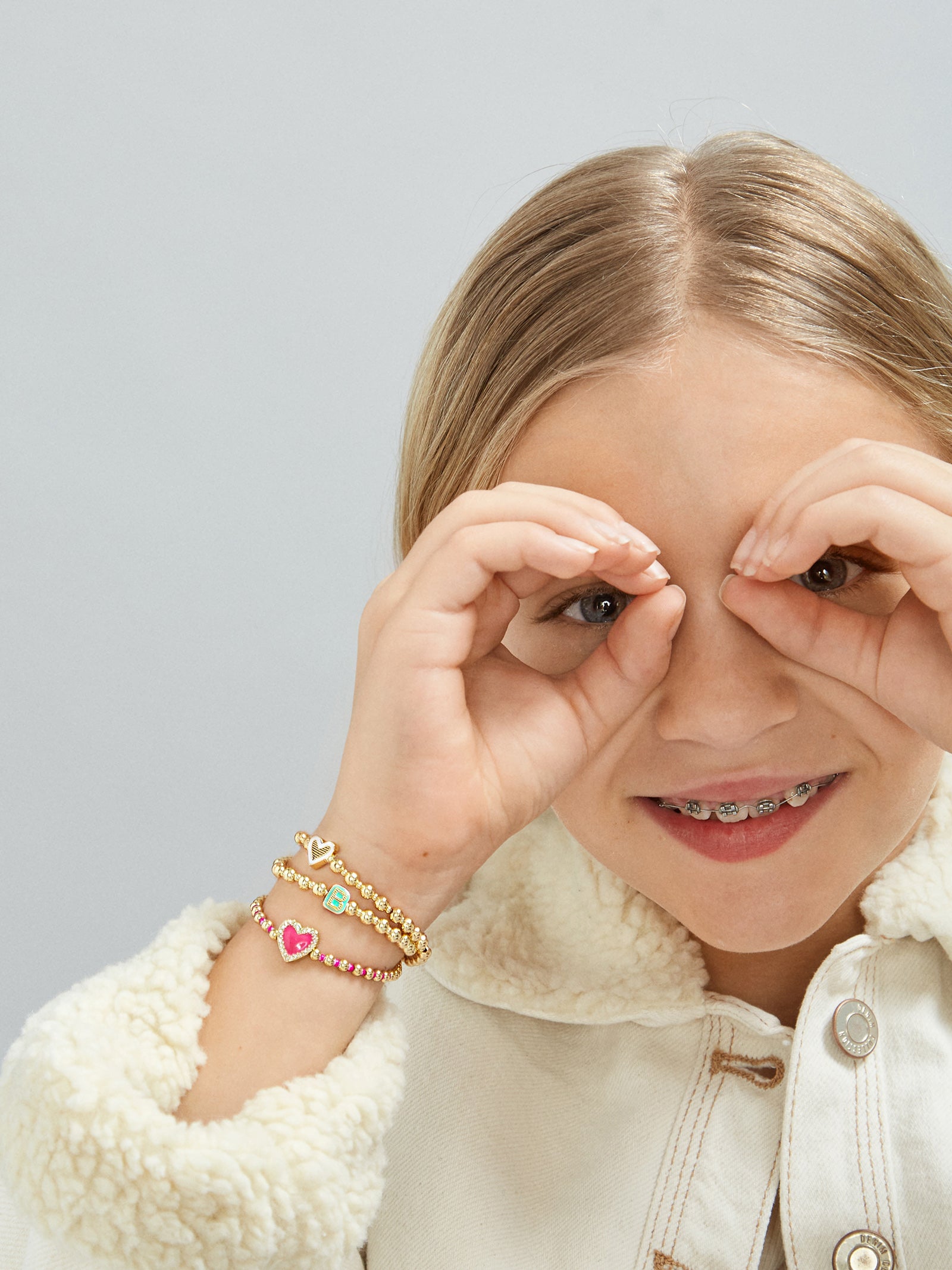 Initial & Heart Kids' Pisa Bracelet Set - Gold - Image 2