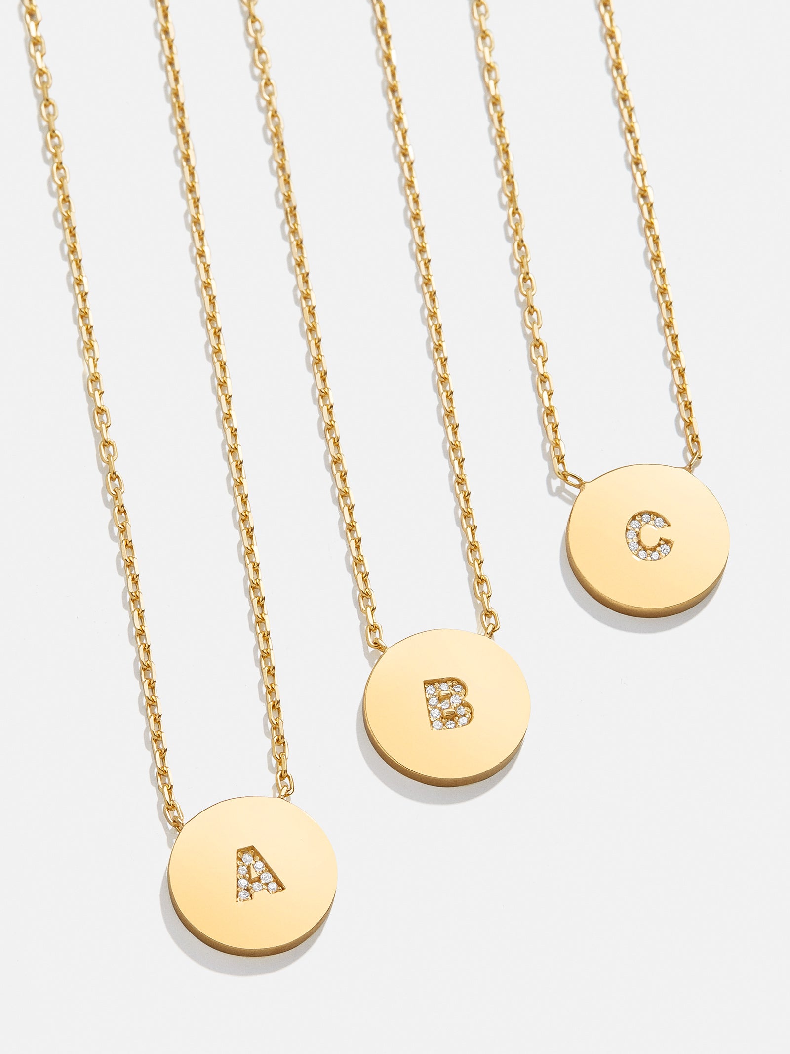 Disc 18K Gold Custom Initial Necklace - Gold/Pav??
