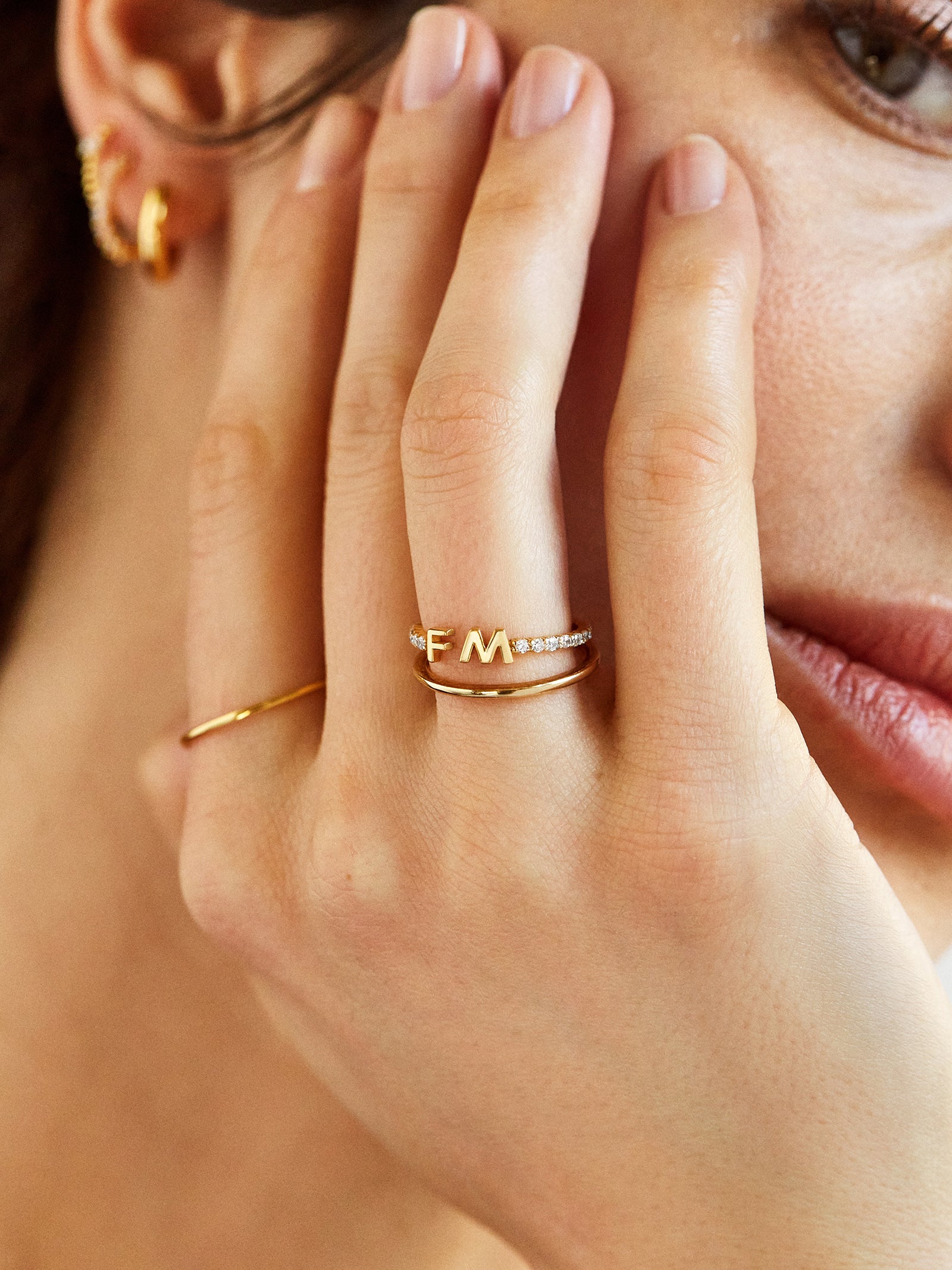 18K Gold Custom Initial Ring - Gold - Image 7