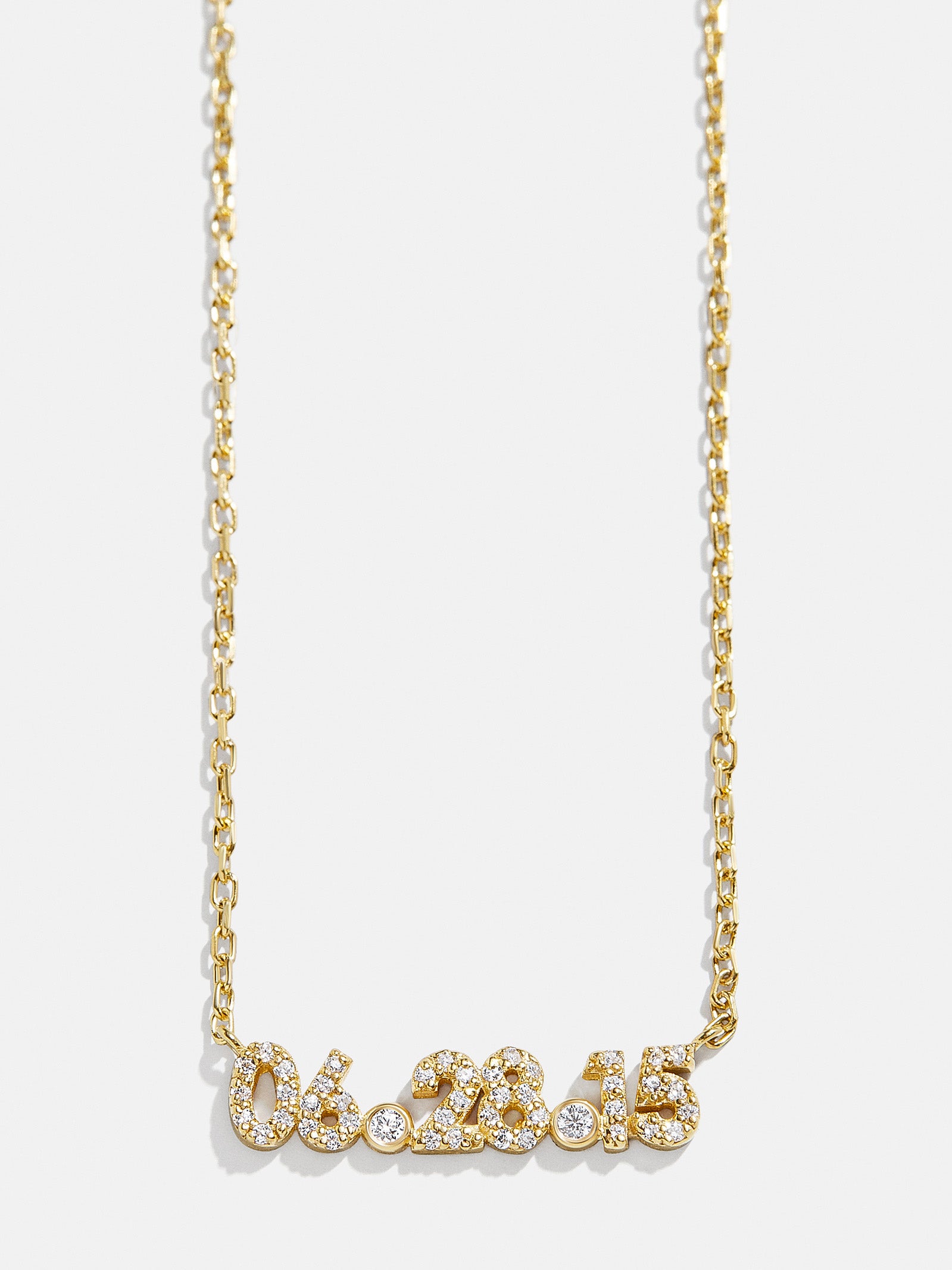 18K Gold Pav?? Custom Number Necklace - 18K Gold. Pav?? Cubic Zirconia Stones