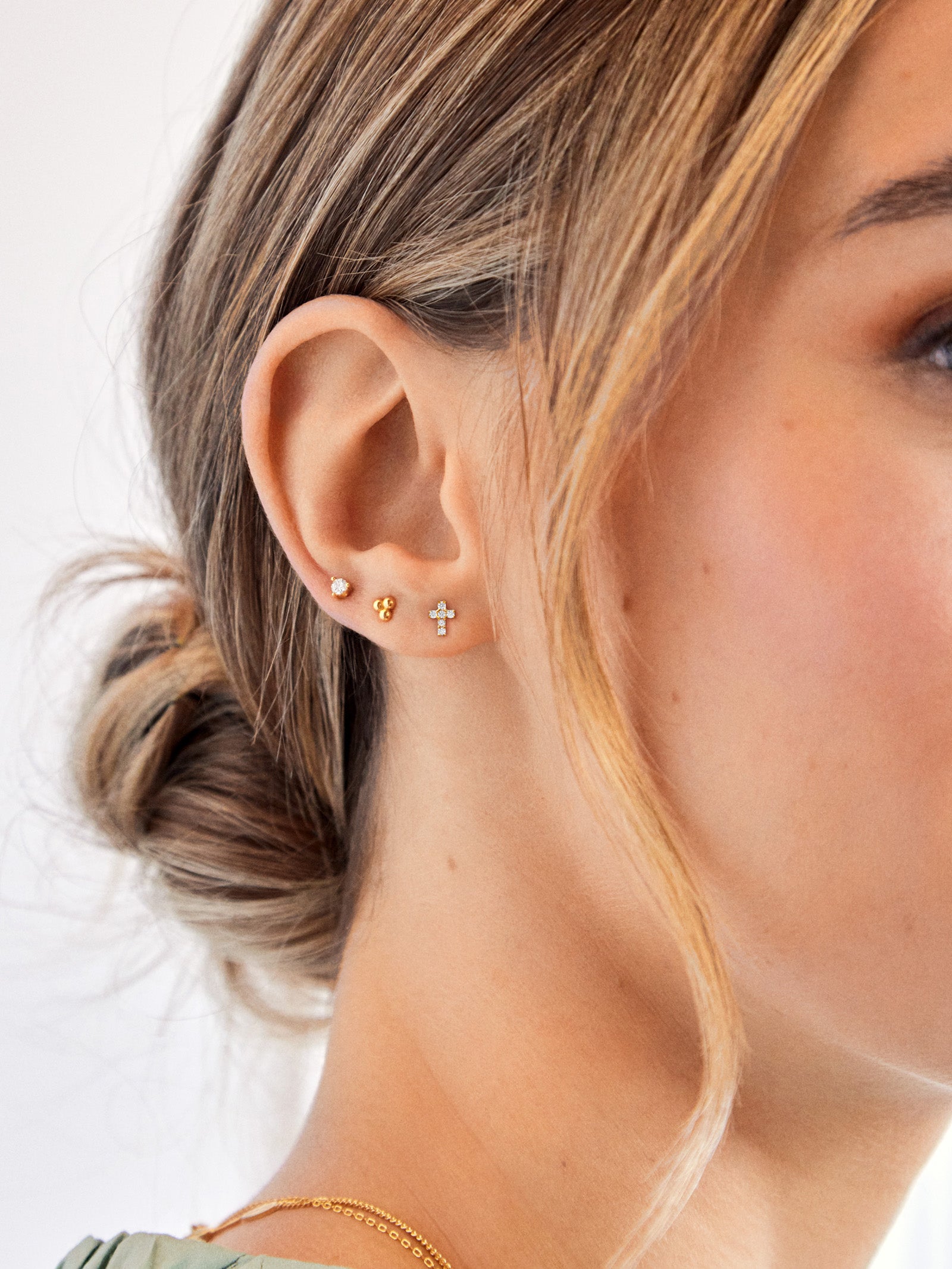 Christina 18K Gold Earrings - Pav?? Cross - Image 2