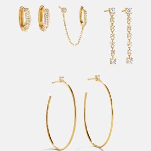 Leighton 18K Gold Earring Set - Gold/Pav??