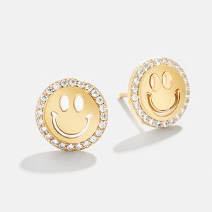 All Smiles 18K Gold Kids' Earrings - Pav?? Smiley