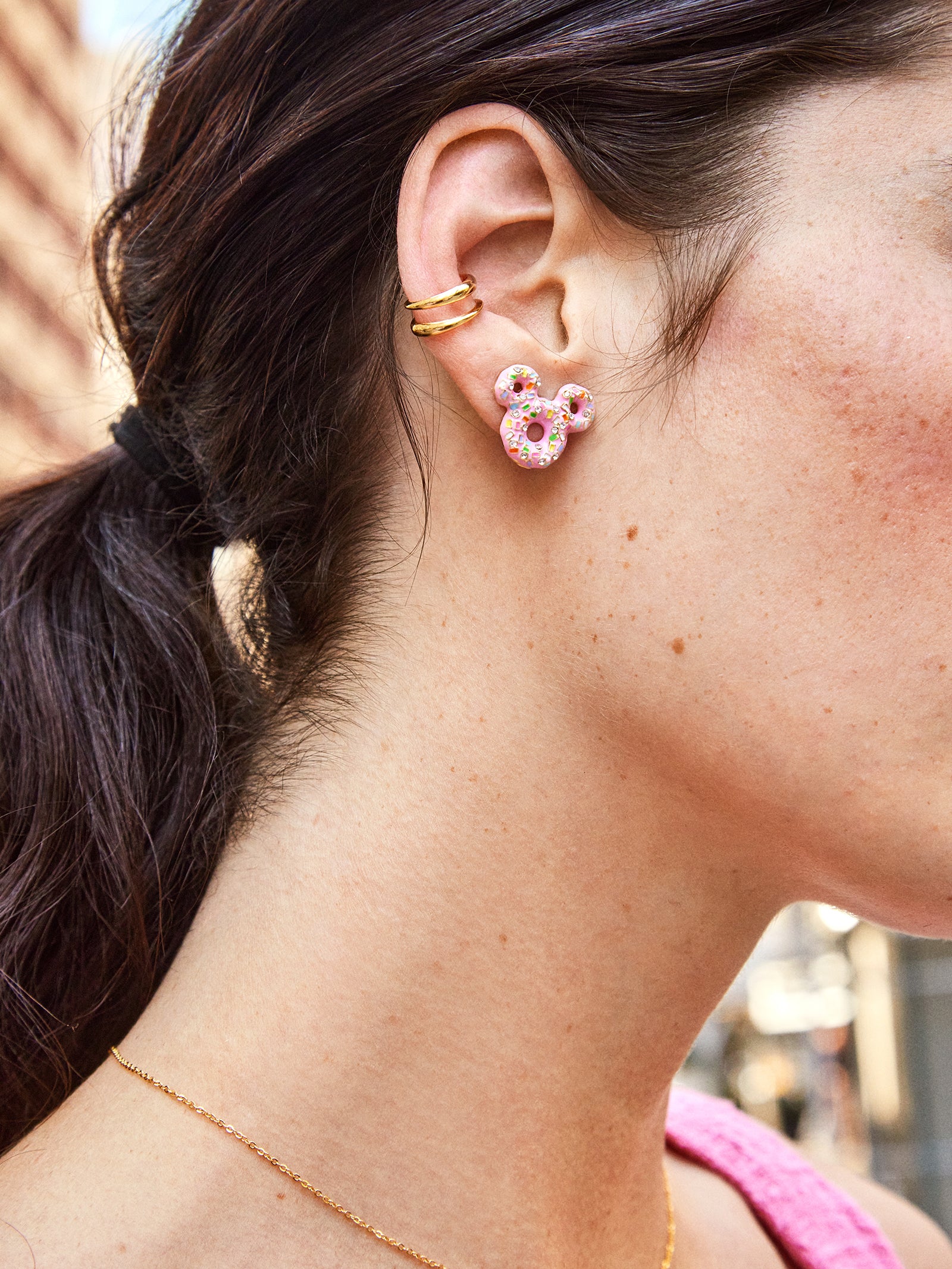 Mickey Mouse Disney Pink Donut Stud Earrings - Disney Pink Donut Earring - Image 2