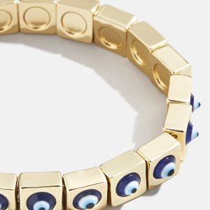 Evil Eye On Repeat Bracelet - Gold/Blue