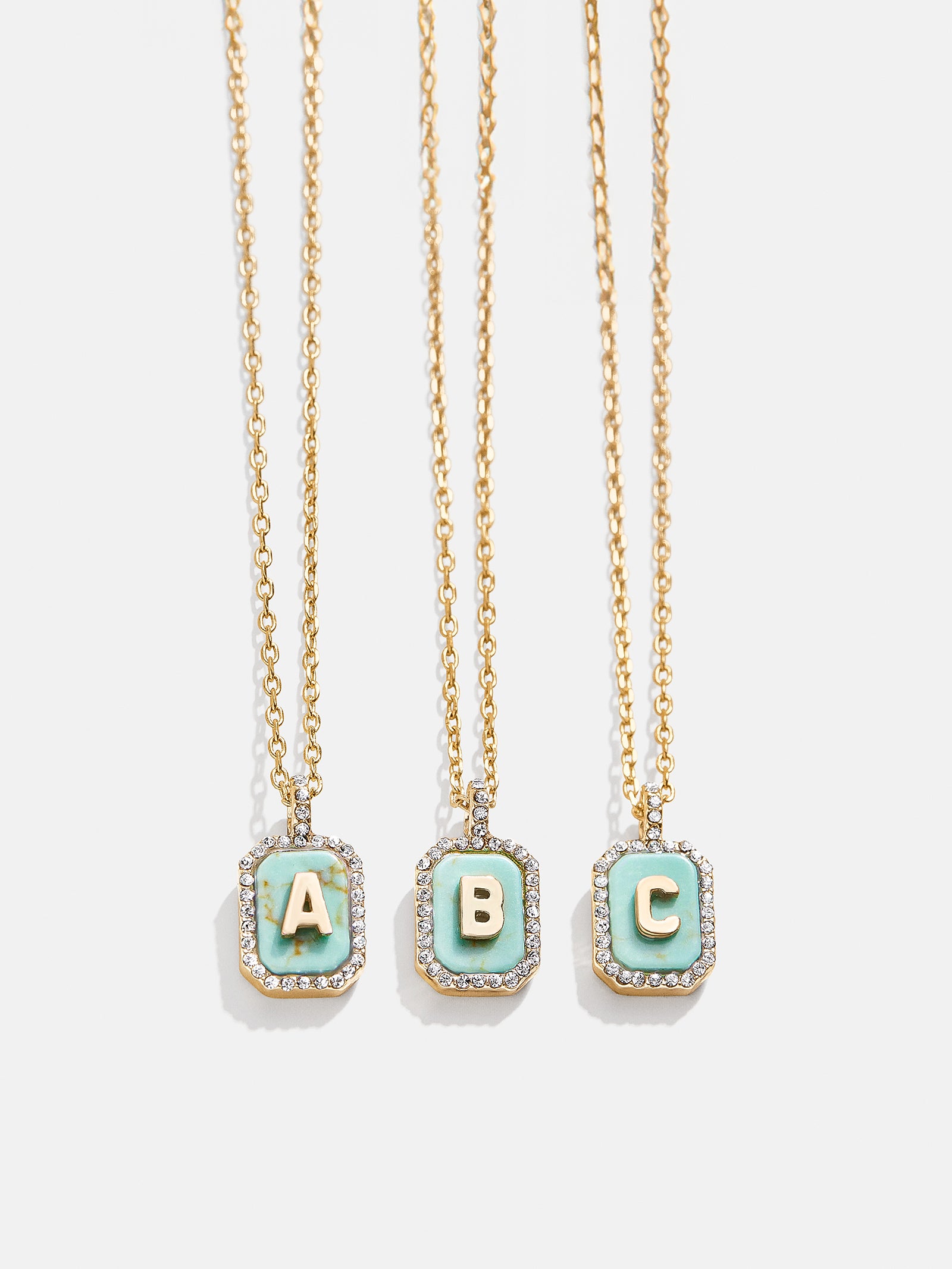 Gold & Turquoise Initial Necklace - Turquoise Stone