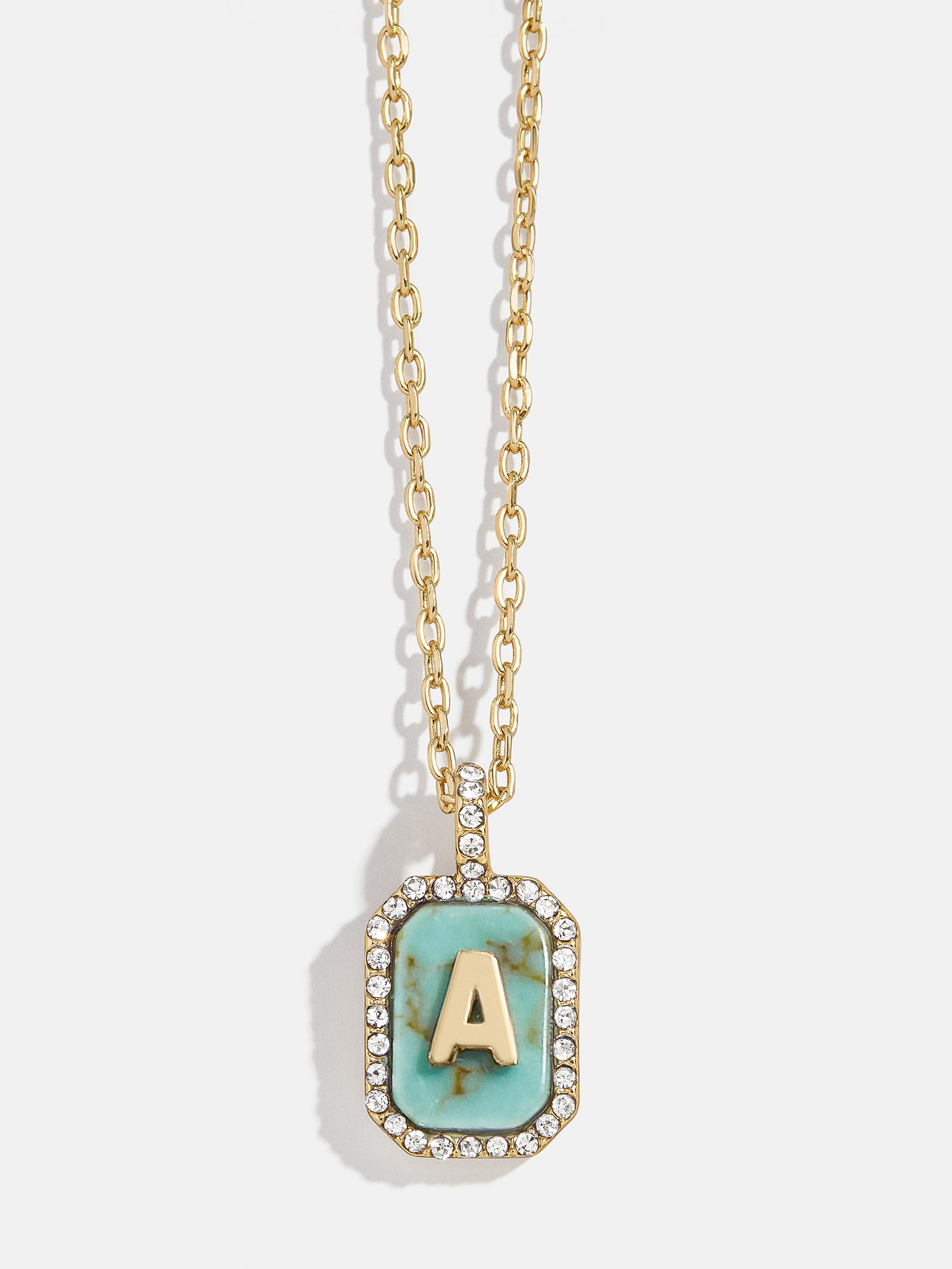 Gold & Turquoise Initial Necklace - Turquoise Stone - Image 3