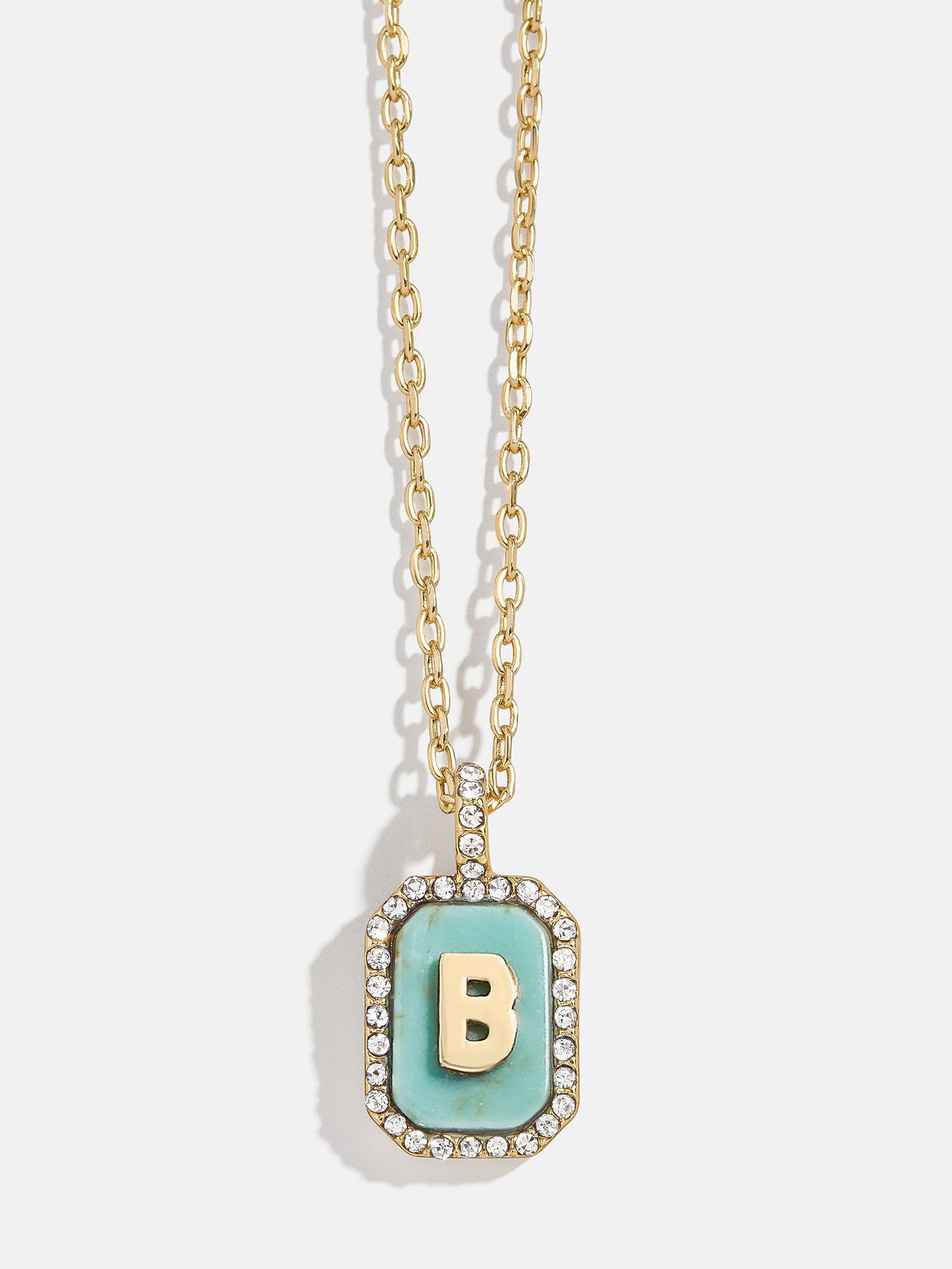 Gold & Turquoise Initial Necklace - Turquoise Stone - Image 4