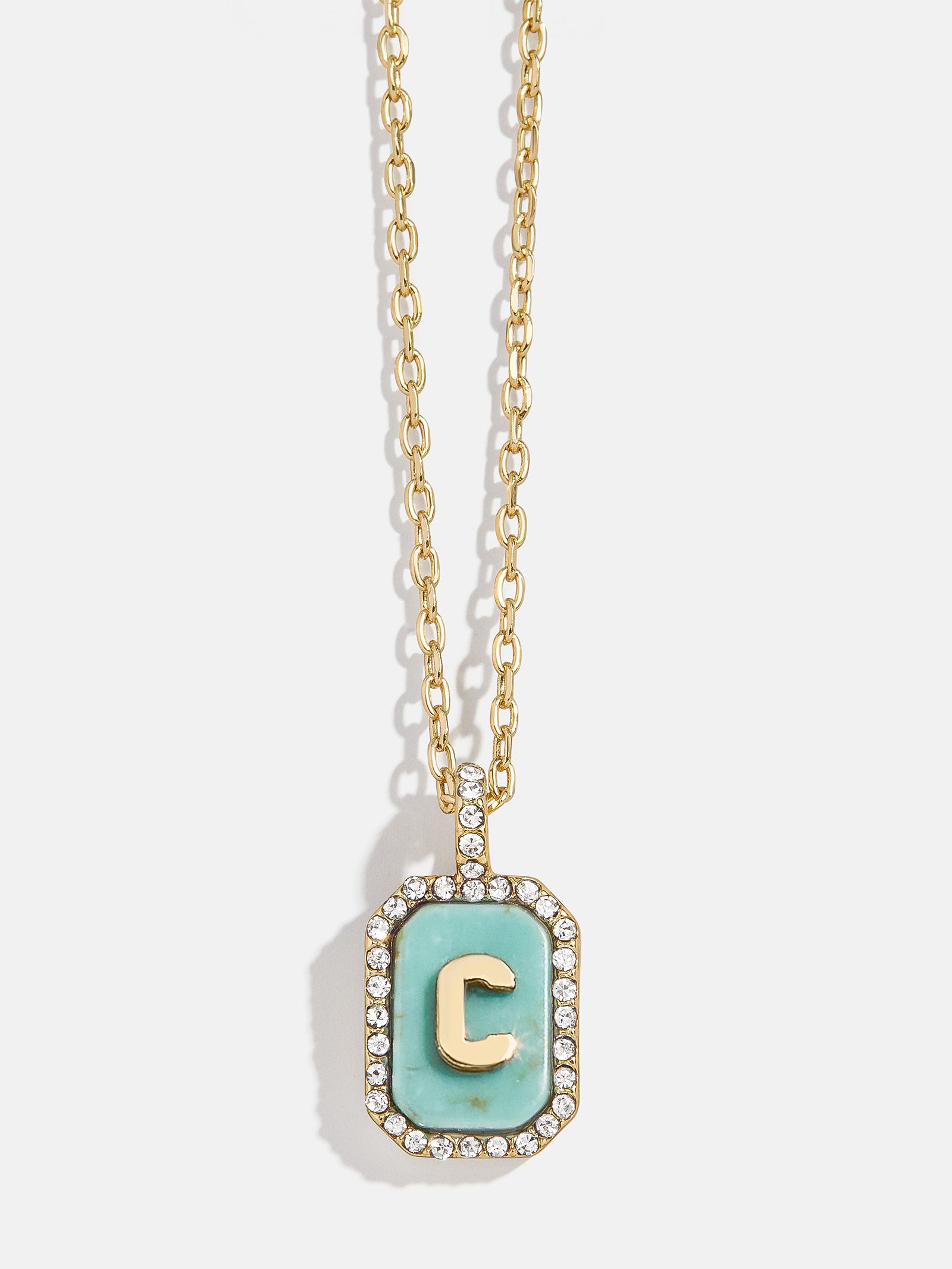 Gold & Turquoise Initial Necklace - Turquoise Stone - Image 5