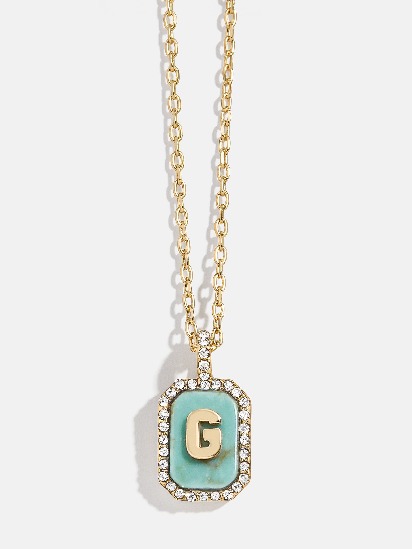 Gold & Turquoise Initial Necklace - Turquoise Stone - Image 9