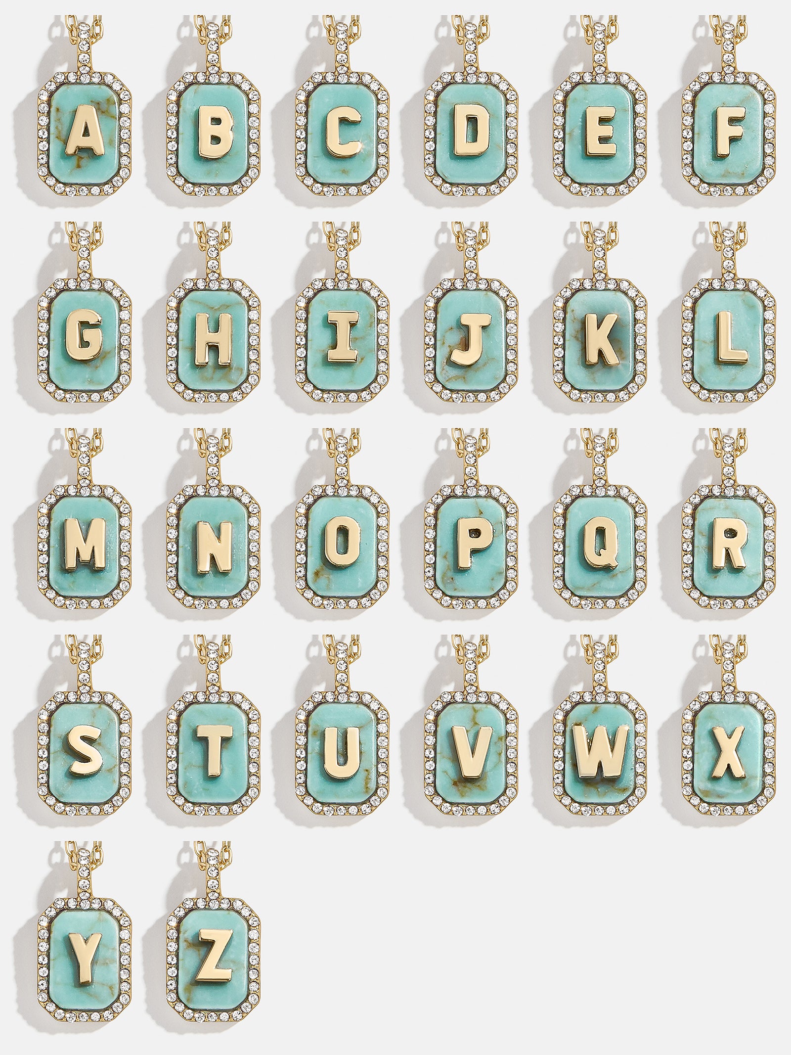 Gold & Turquoise Initial Necklace - Turquoise Stone - Image 31