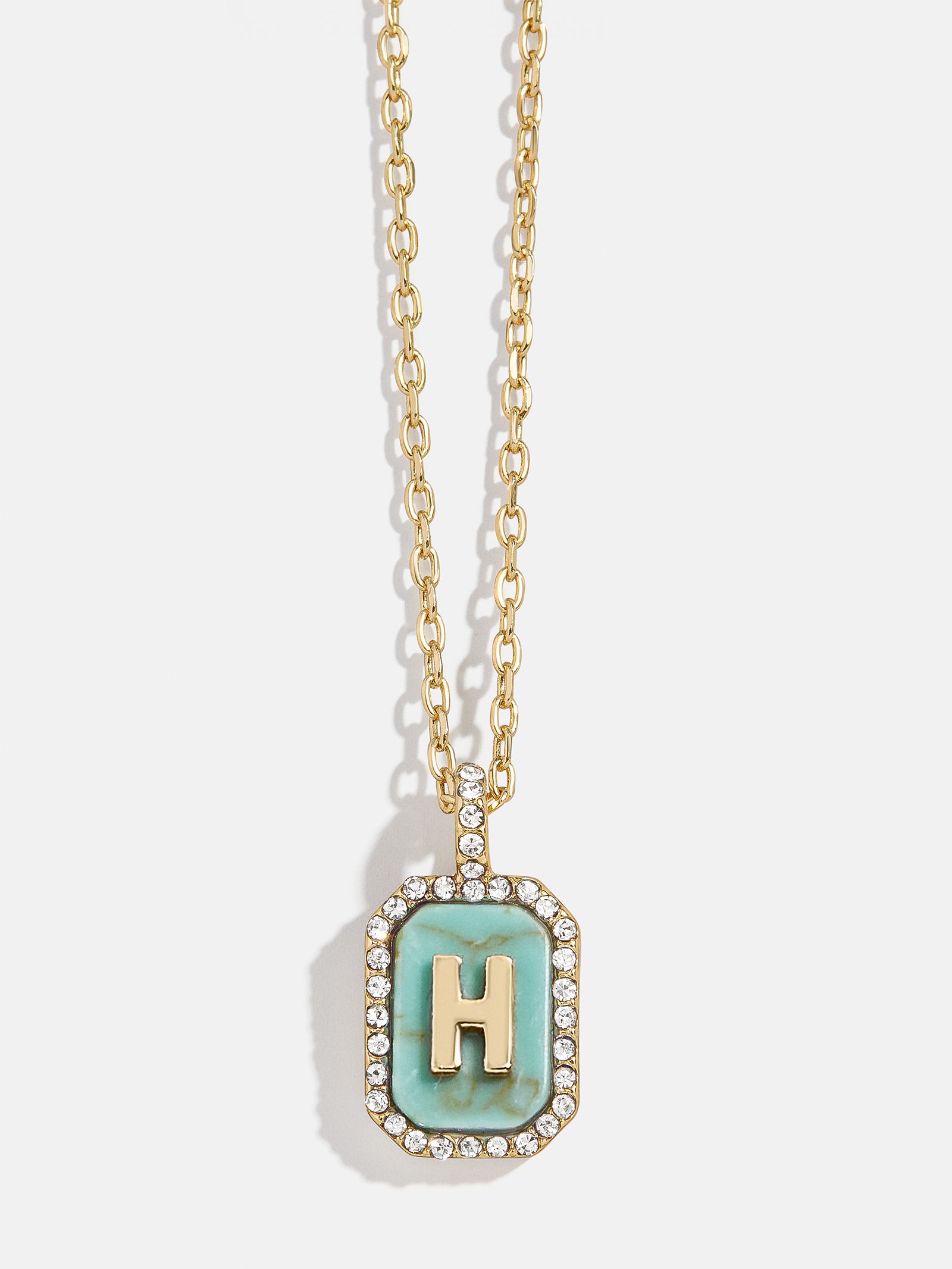 Gold & Turquoise Initial Necklace - Turquoise Stone - Image 10