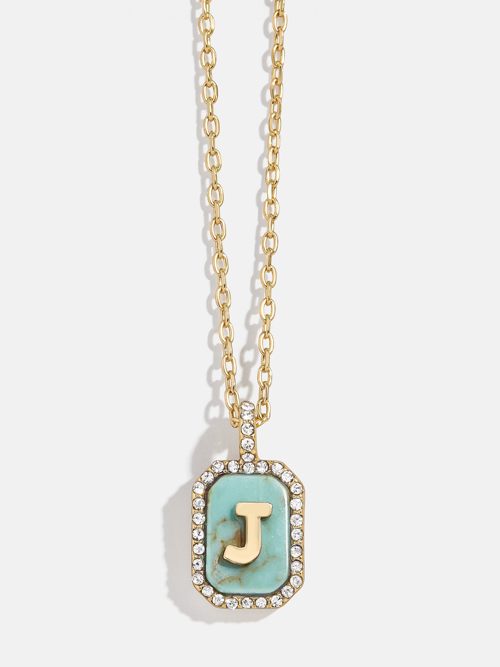 Gold & Turquoise Initial Necklace - Turquoise Stone - Image 12