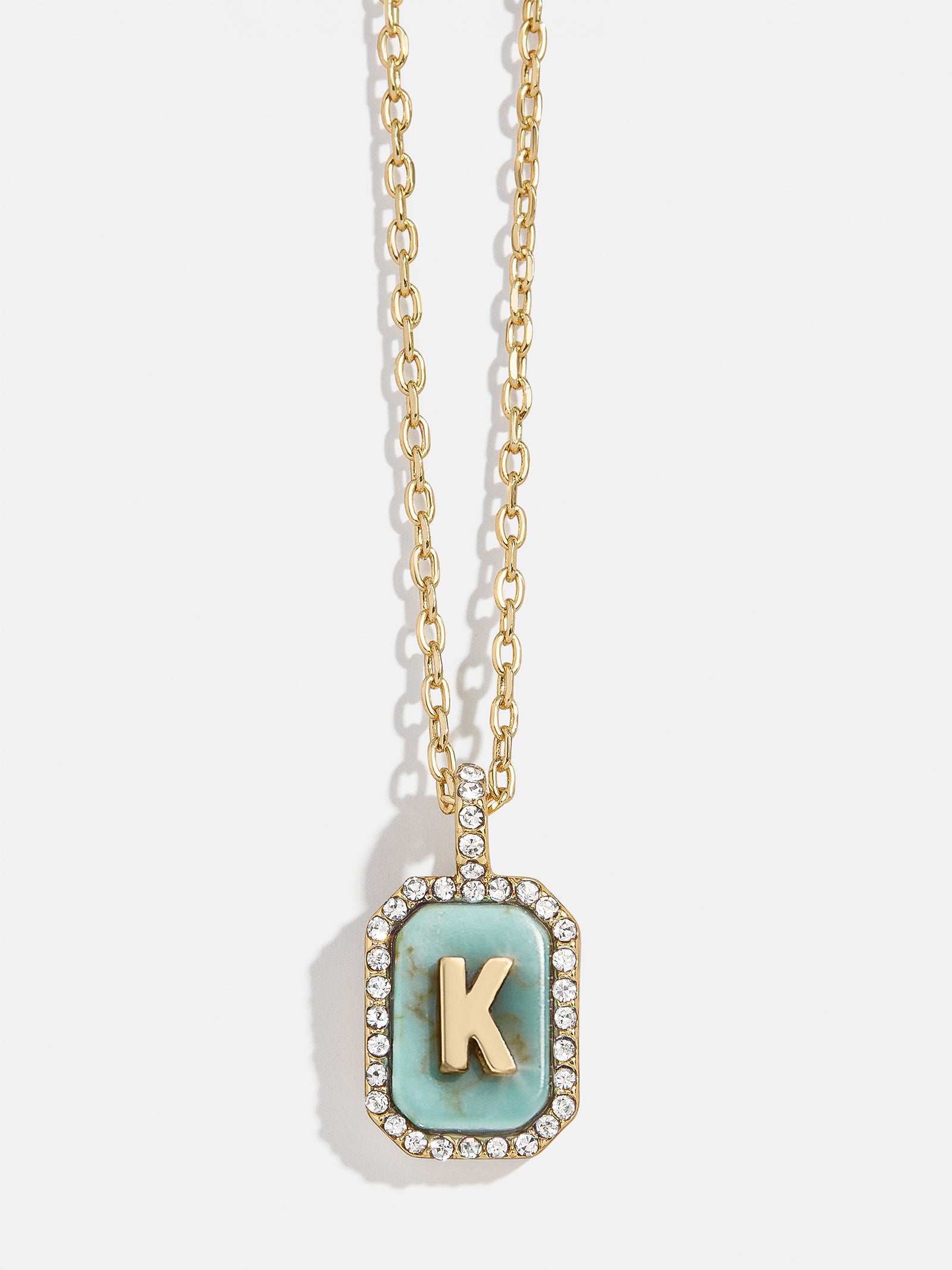 Gold & Turquoise Initial Necklace - Turquoise Stone - Image 13