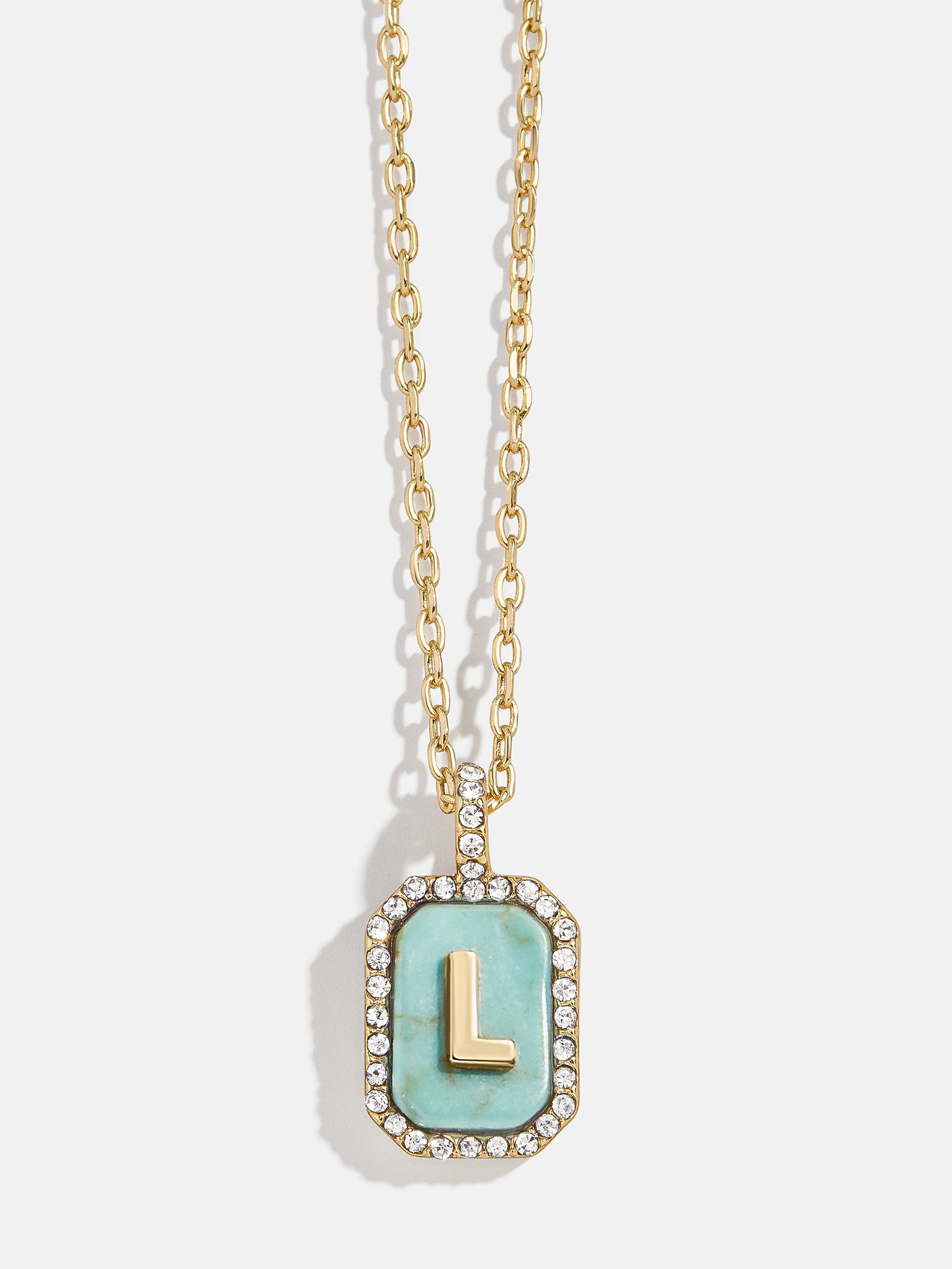Gold & Turquoise Initial Necklace - Turquoise Stone - Image 14