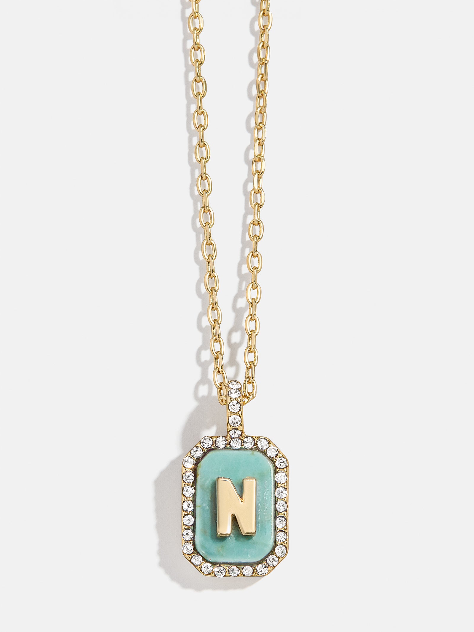 Gold & Turquoise Initial Necklace - Turquoise Stone - Image 16