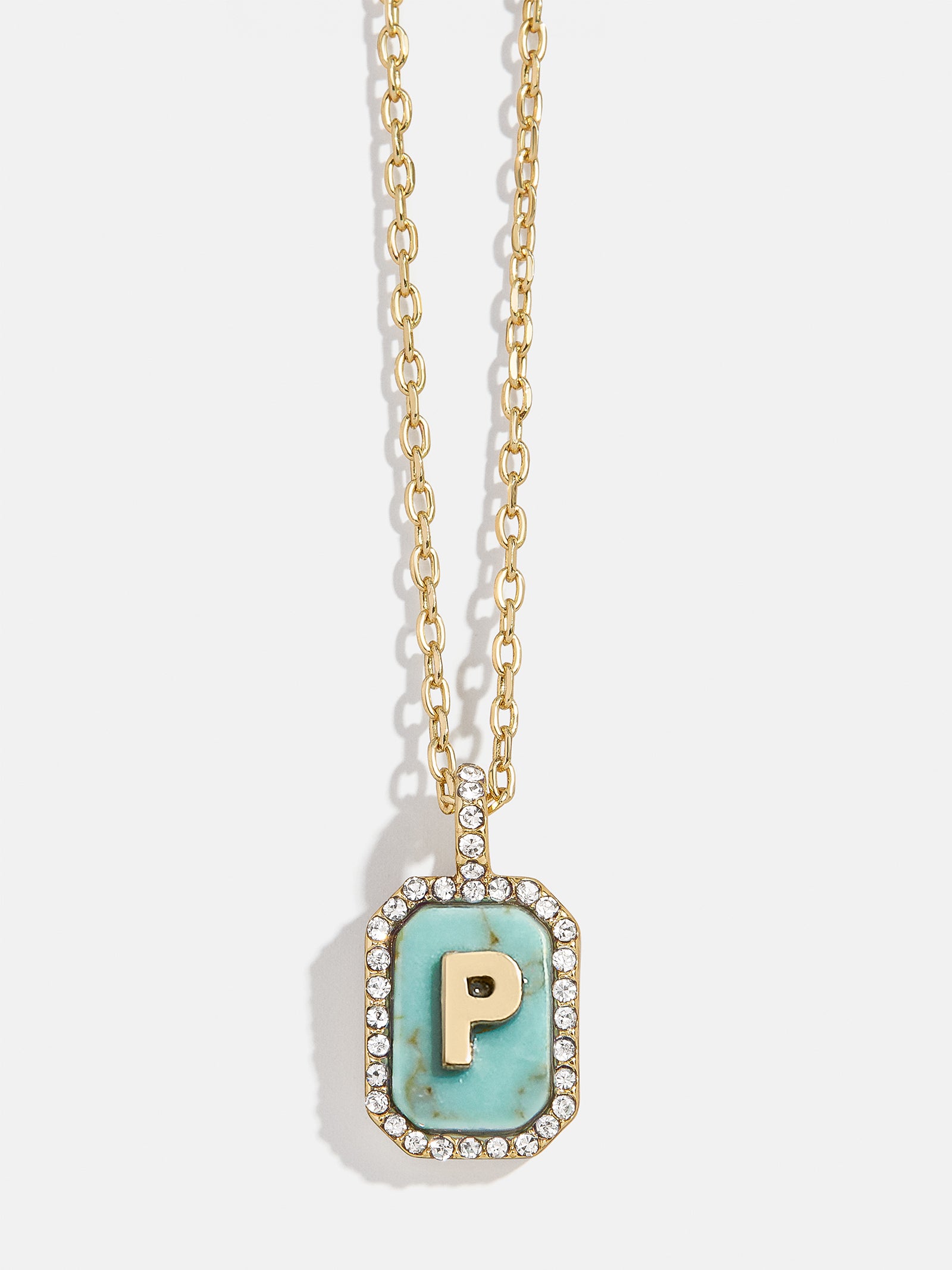Gold & Turquoise Initial Necklace - Turquoise Stone - Image 18