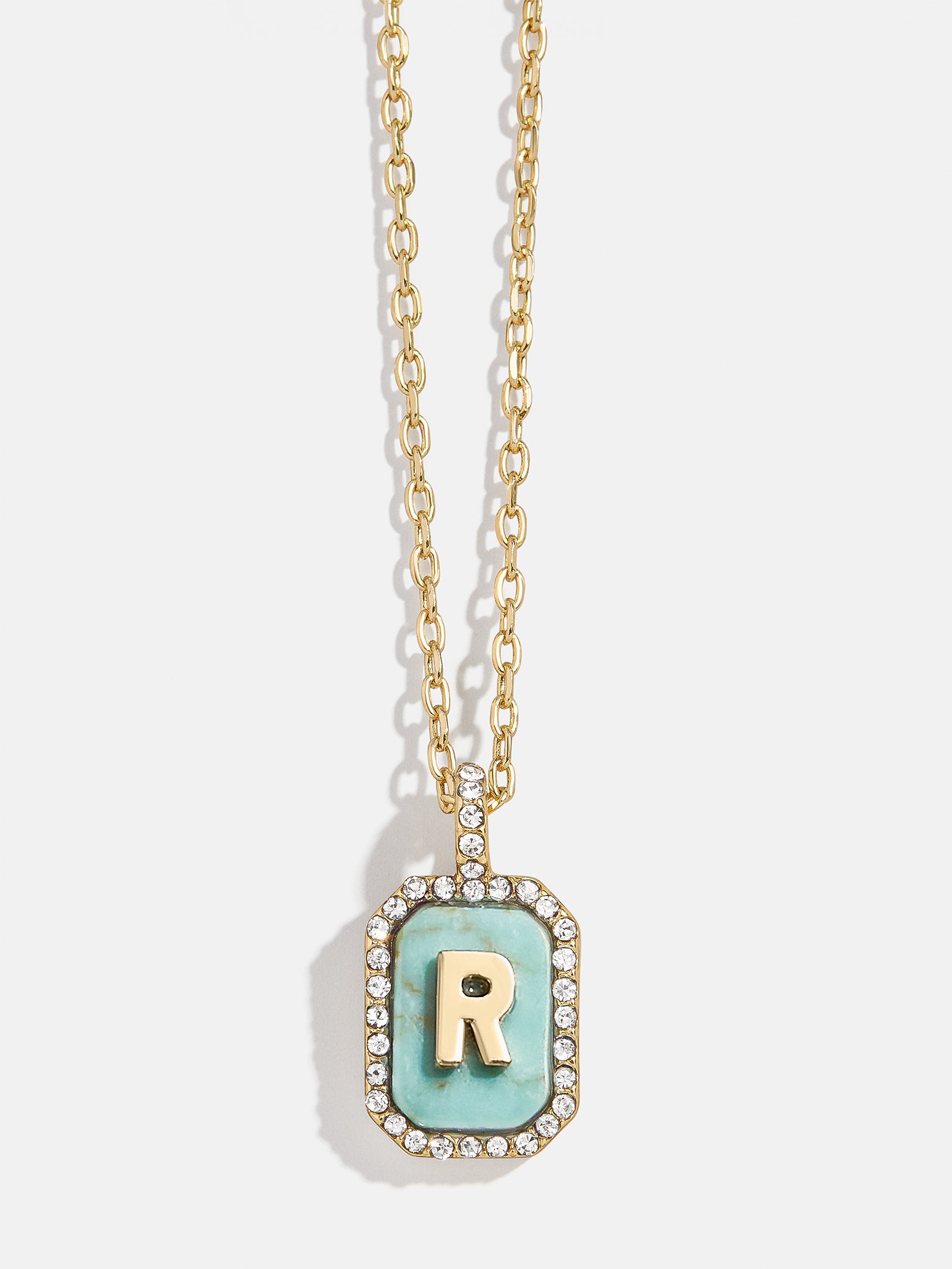 Gold & Turquoise Initial Necklace - Turquoise Stone - Image 20