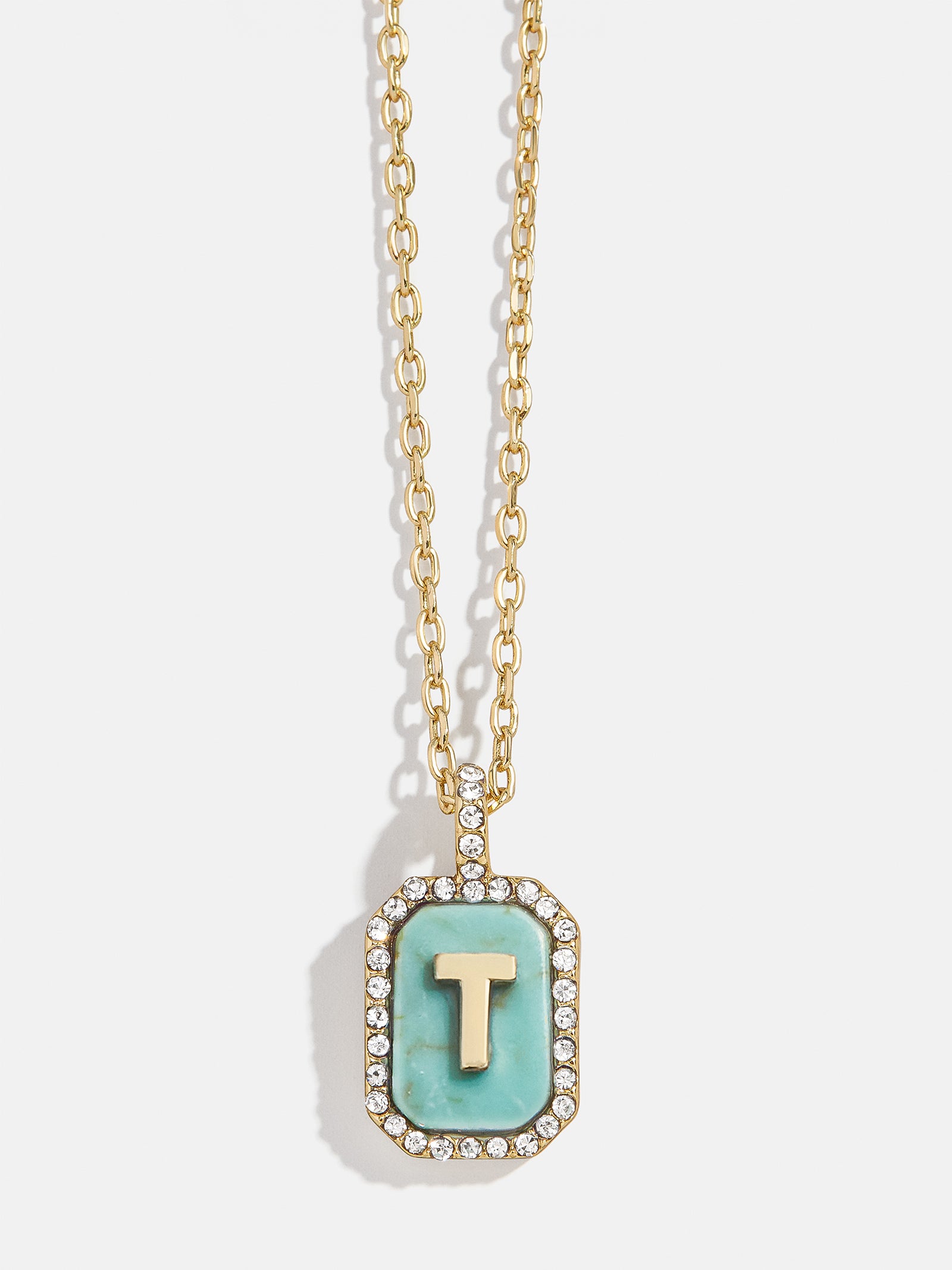 Gold & Turquoise Initial Necklace - Turquoise Stone - Image 22