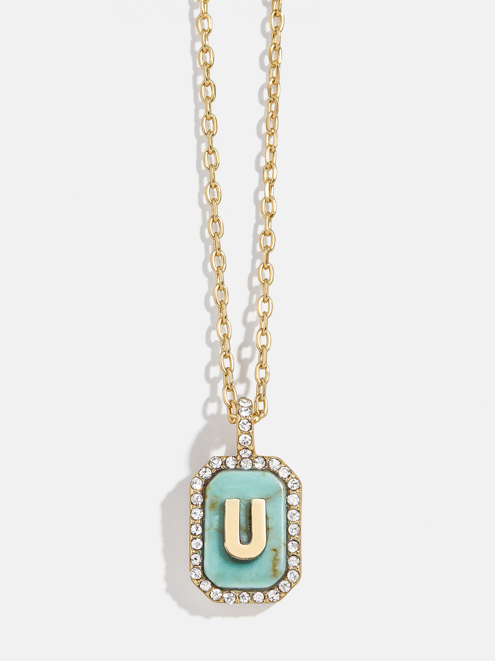 Gold & Turquoise Initial Necklace - Turquoise Stone - Image 23