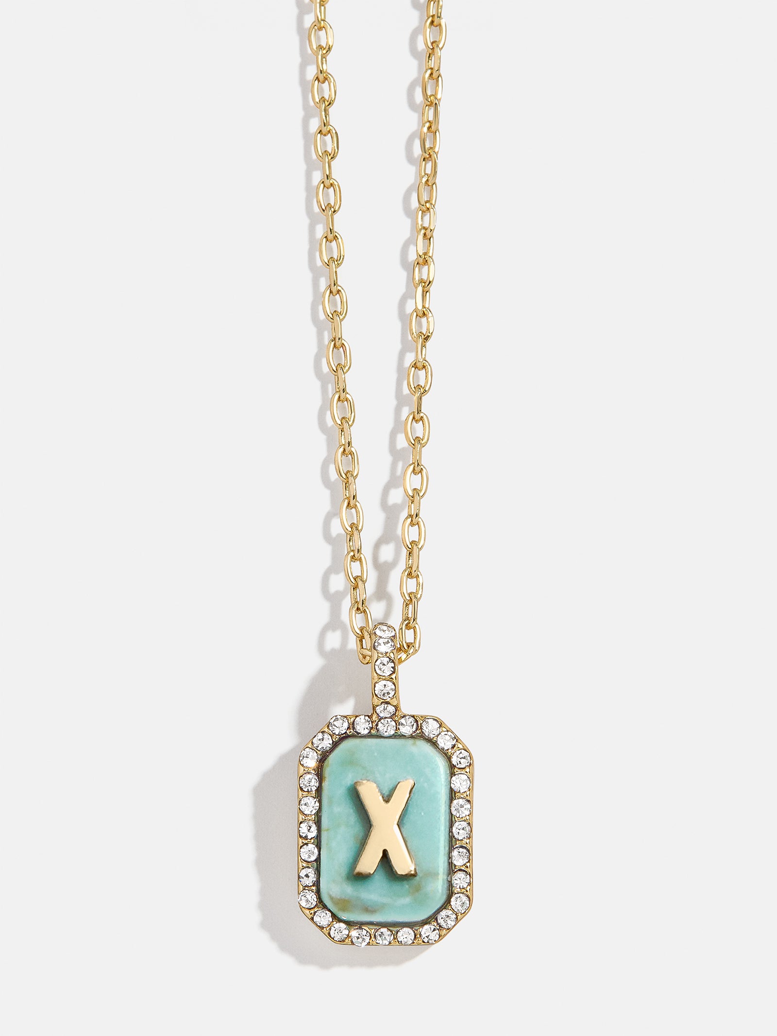 Gold & Turquoise Initial Necklace - Turquoise Stone - Image 26
