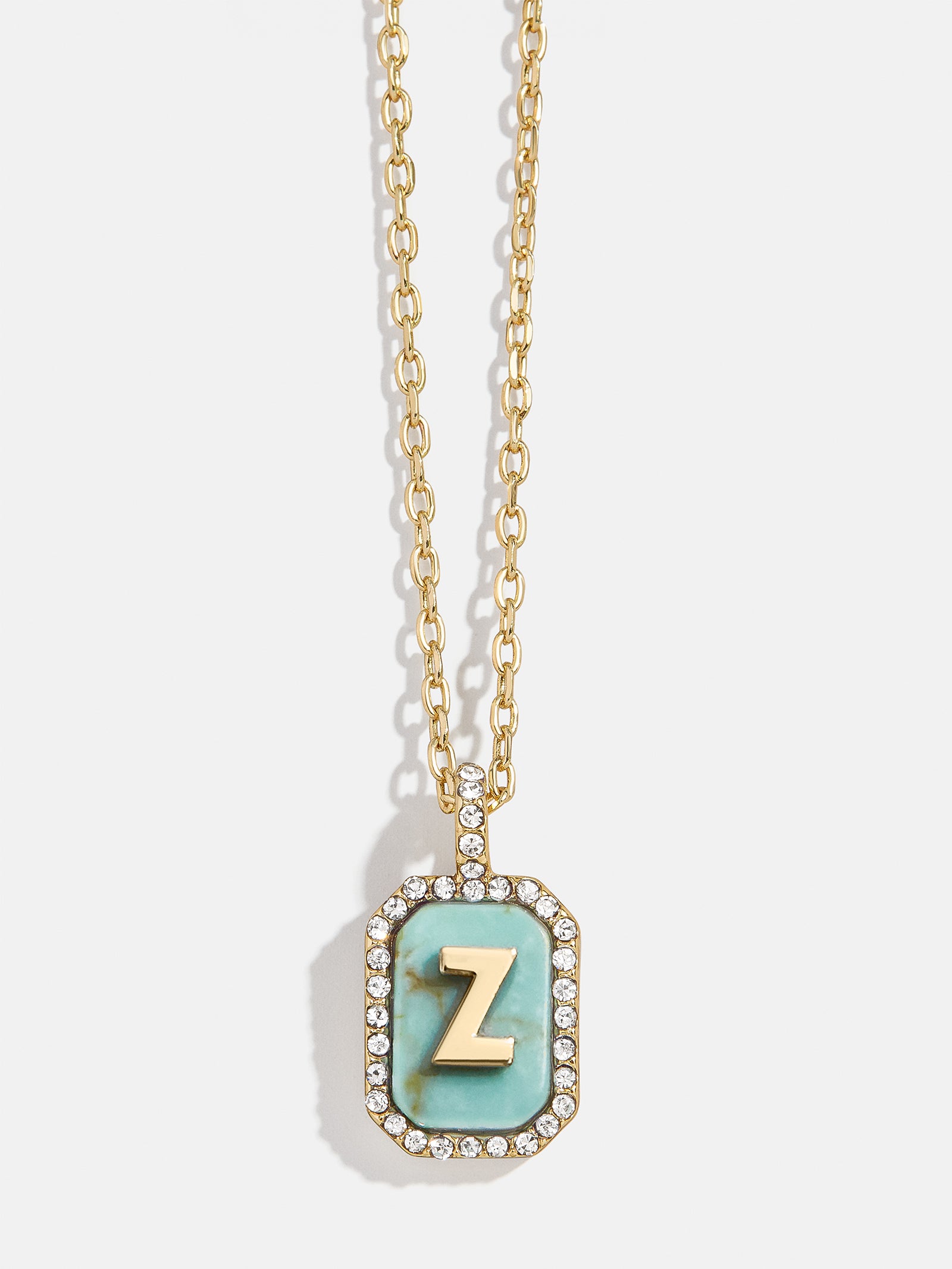 Gold & Turquoise Initial Necklace - Turquoise Stone - Image 28