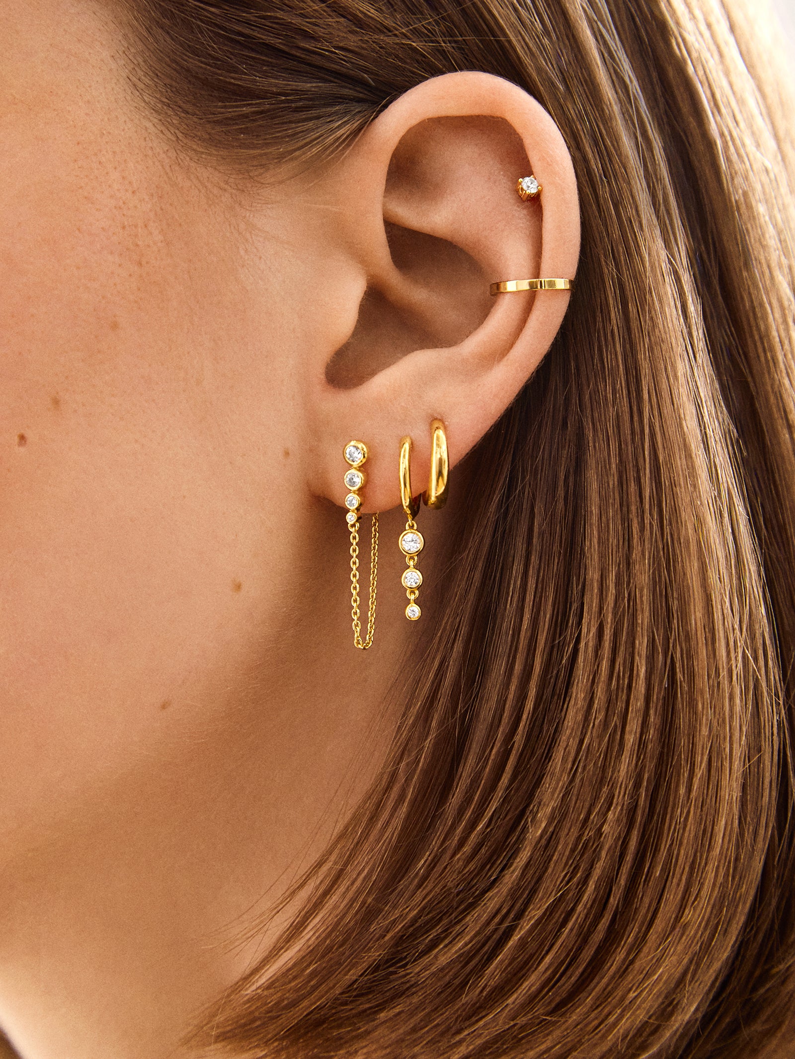 Jenelle 18K Gold Earring Set - Gold/Pav?? - Image 3