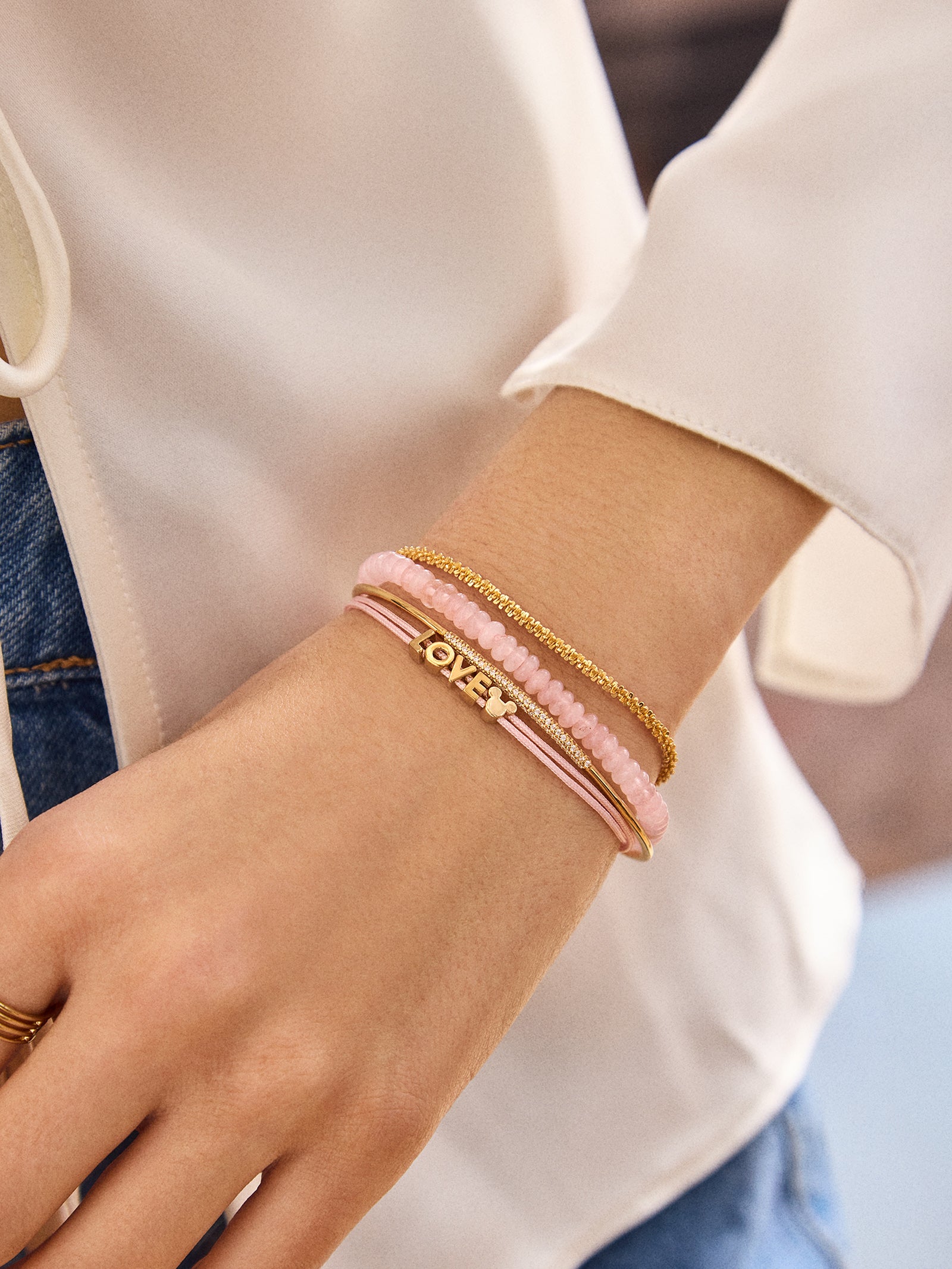 Disney Mickey Mouse Custom Cord Bracelet - Light Pink - Image 2