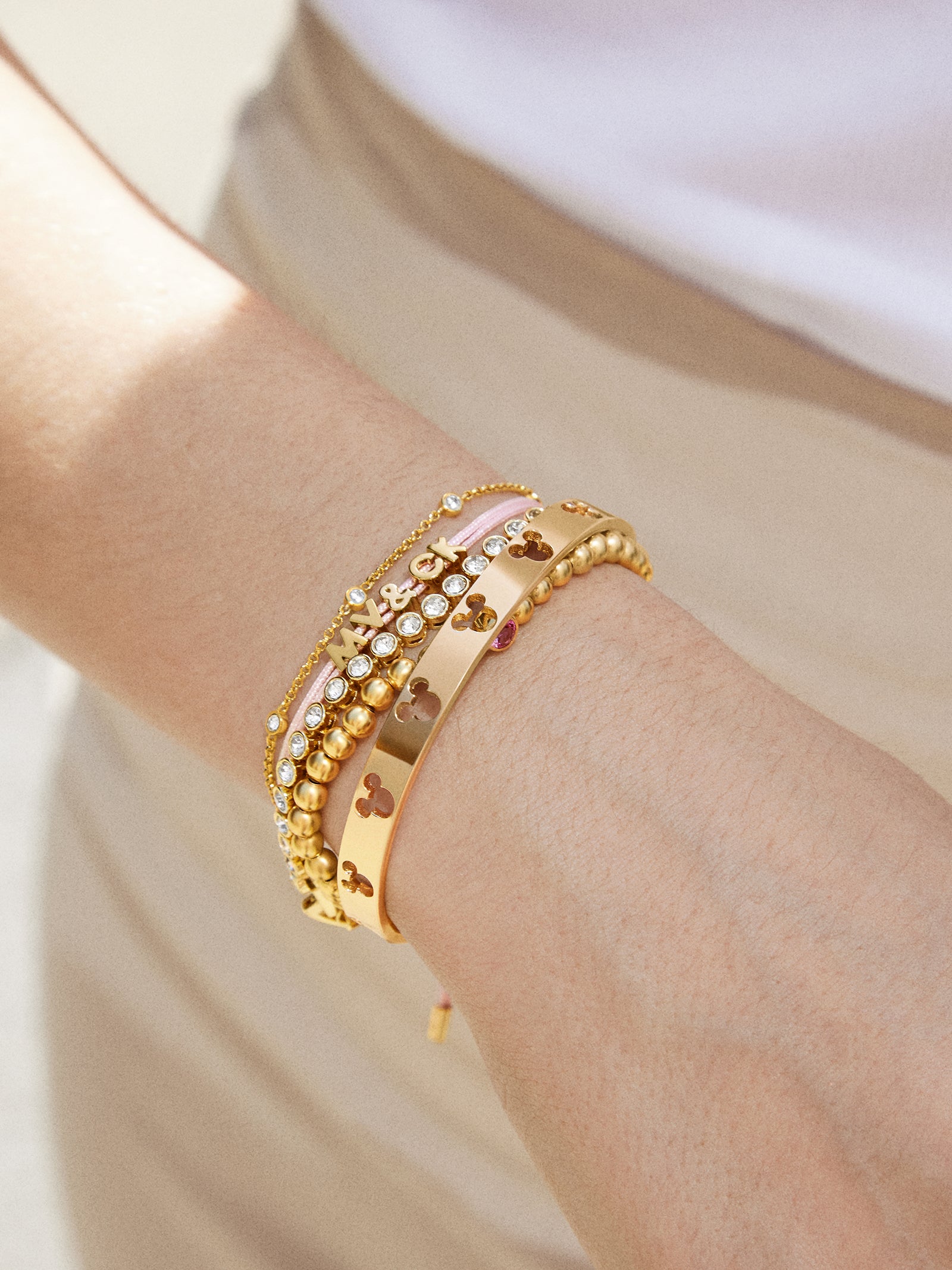 Mickey Mouse Disney Cutout Cuff Bracelet - Gold - Image 2