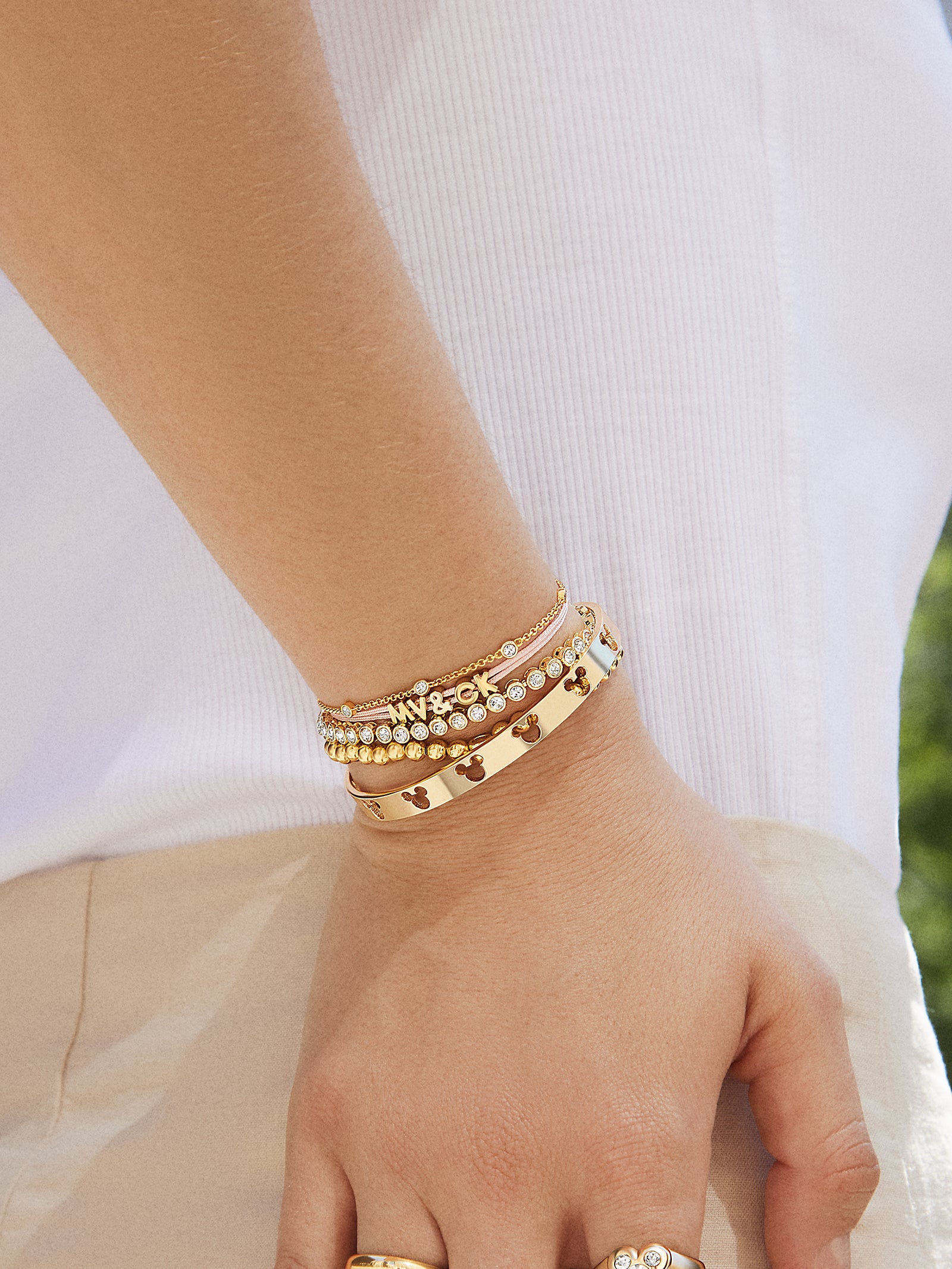 Mickey Mouse Disney Cutout Cuff Bracelet - Gold - Image 3