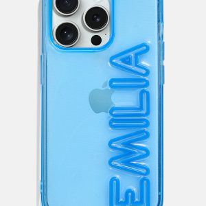 Fine Line Custom iPhone Case - Transparent Blue/Blue