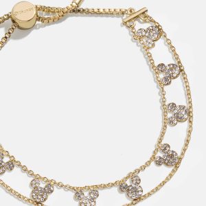 Disney Mickey Mouse Repeating Slider Bracelet - Gold/Pav??
