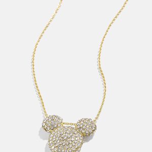Mickey Mouse Disney Pav?? Pendant Necklace - Gold/Pav??