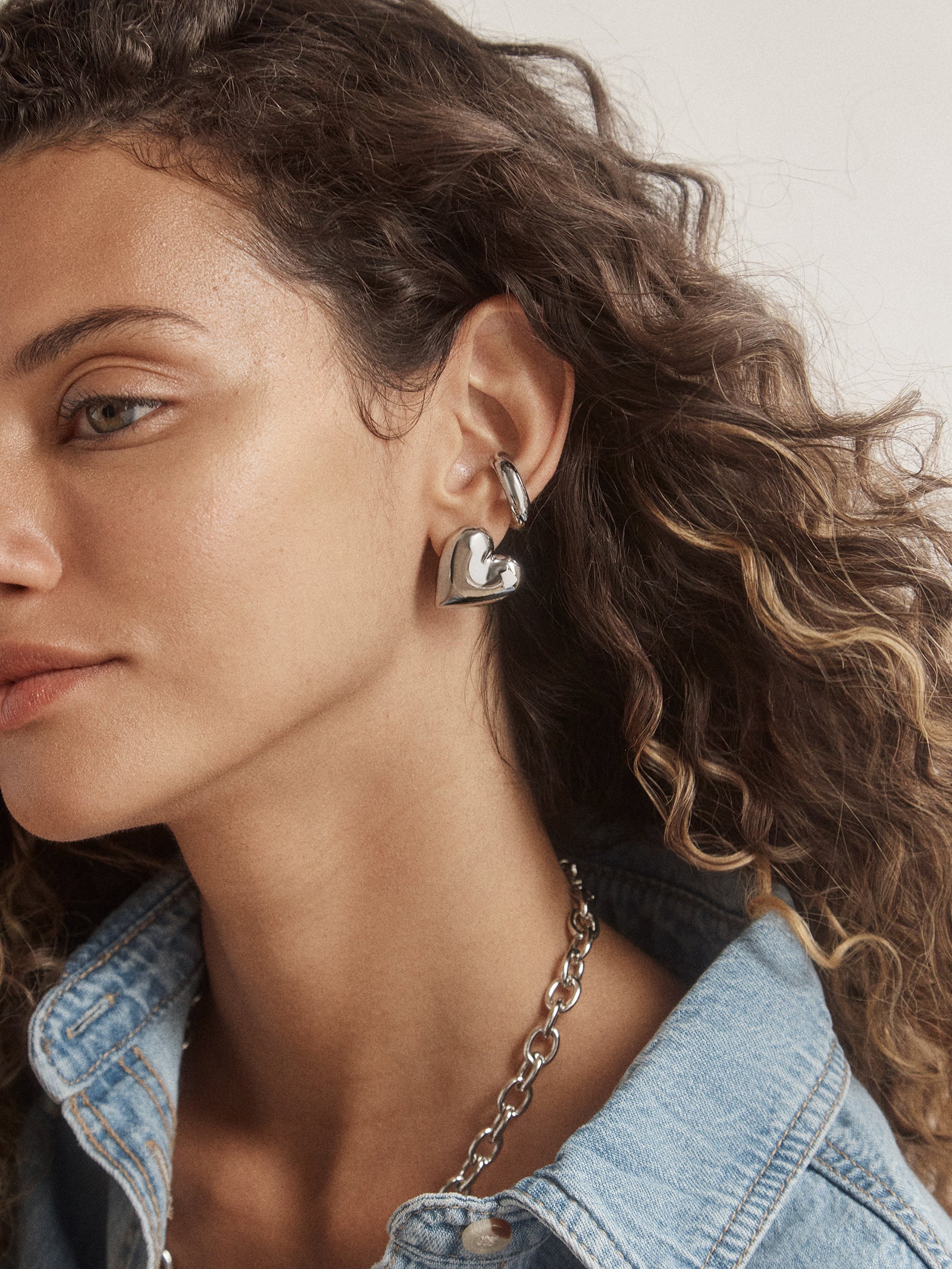 Melina Bubble Heart Earrings - Silver - Image 2