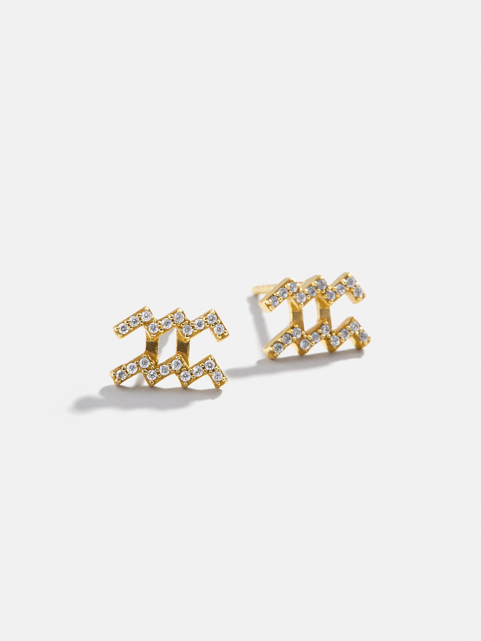 18K Gold Zodiac Earrings - 18K Gold. Pav?? Cubic Zirconia Stones - Image 5