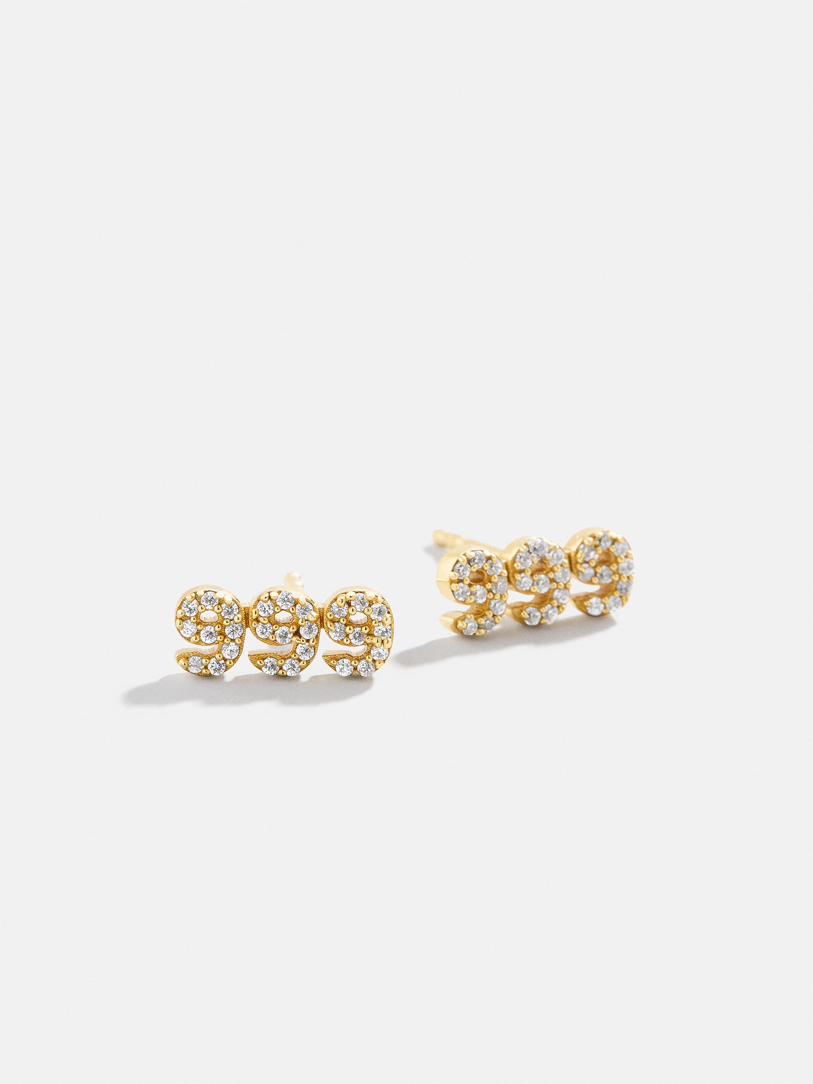 18K Gold Angel Number Earrings - Gold/Pav?? - Image 11