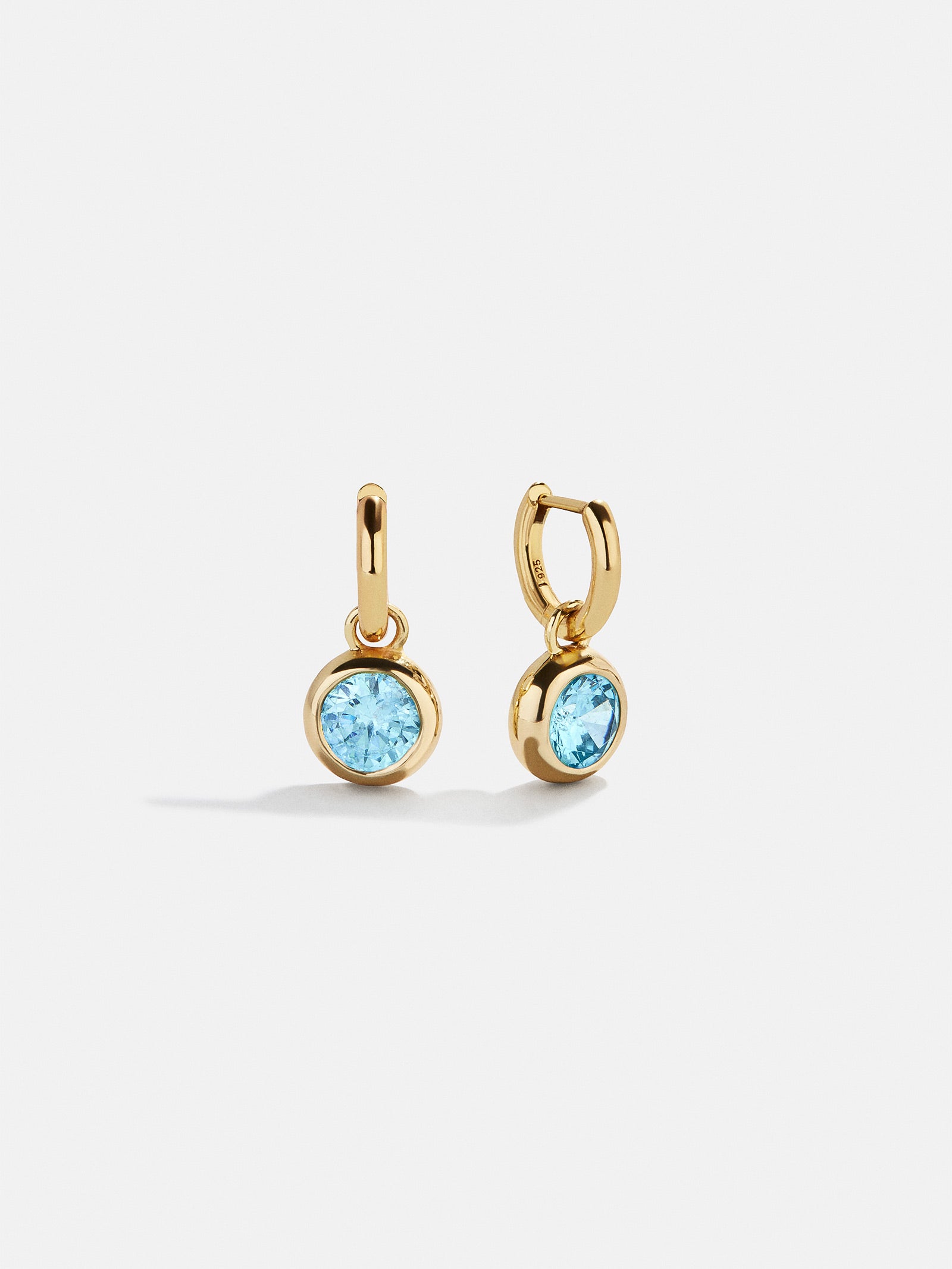 18K Gold Birthstone Drop Earrings - Aquamarine