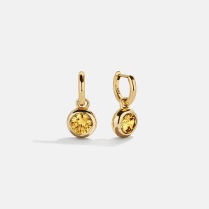 18K Gold Birthstone Drop Earrings - Topaz