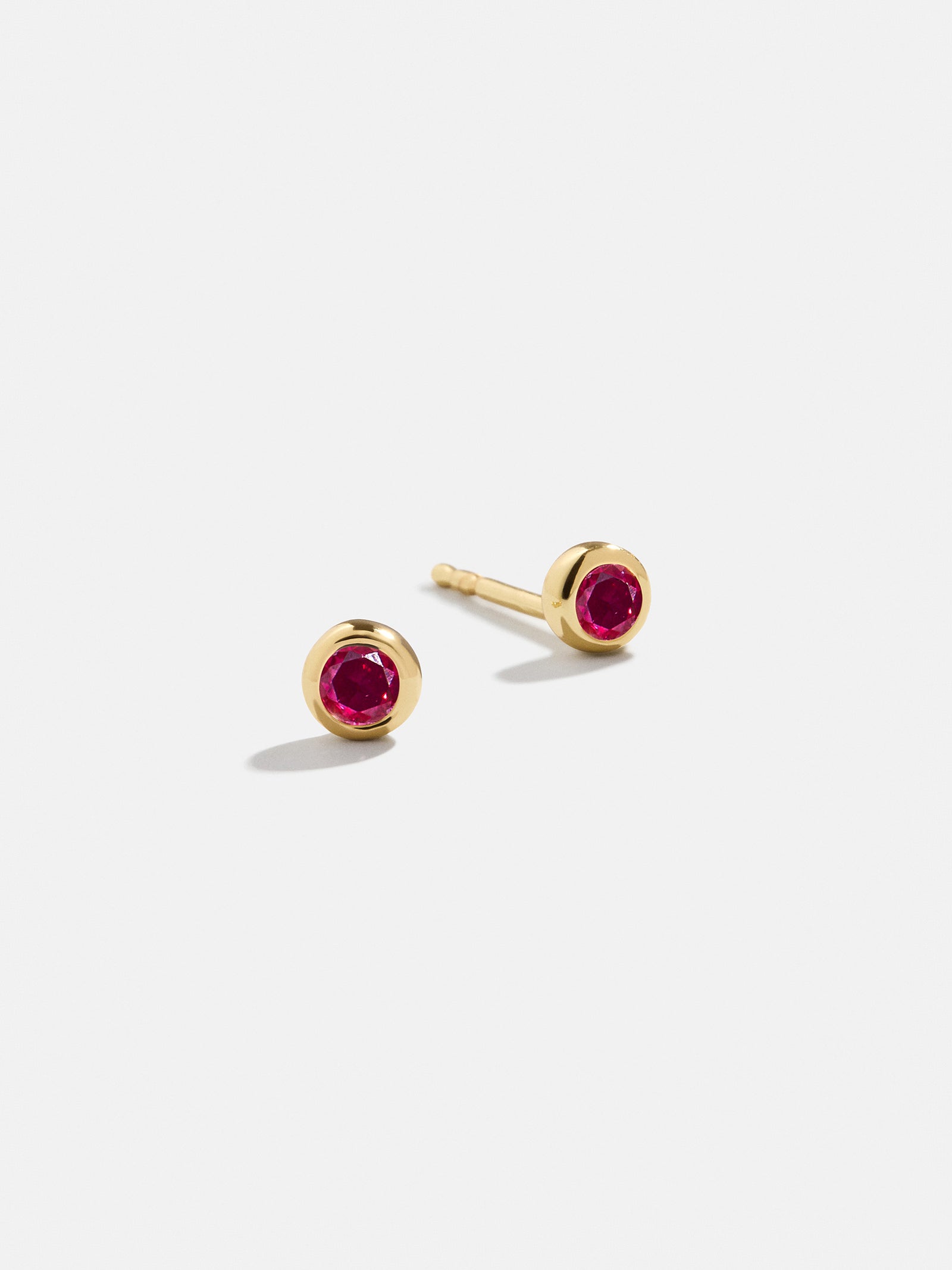18K Gold Birthstone Stud Earrings - Ruby