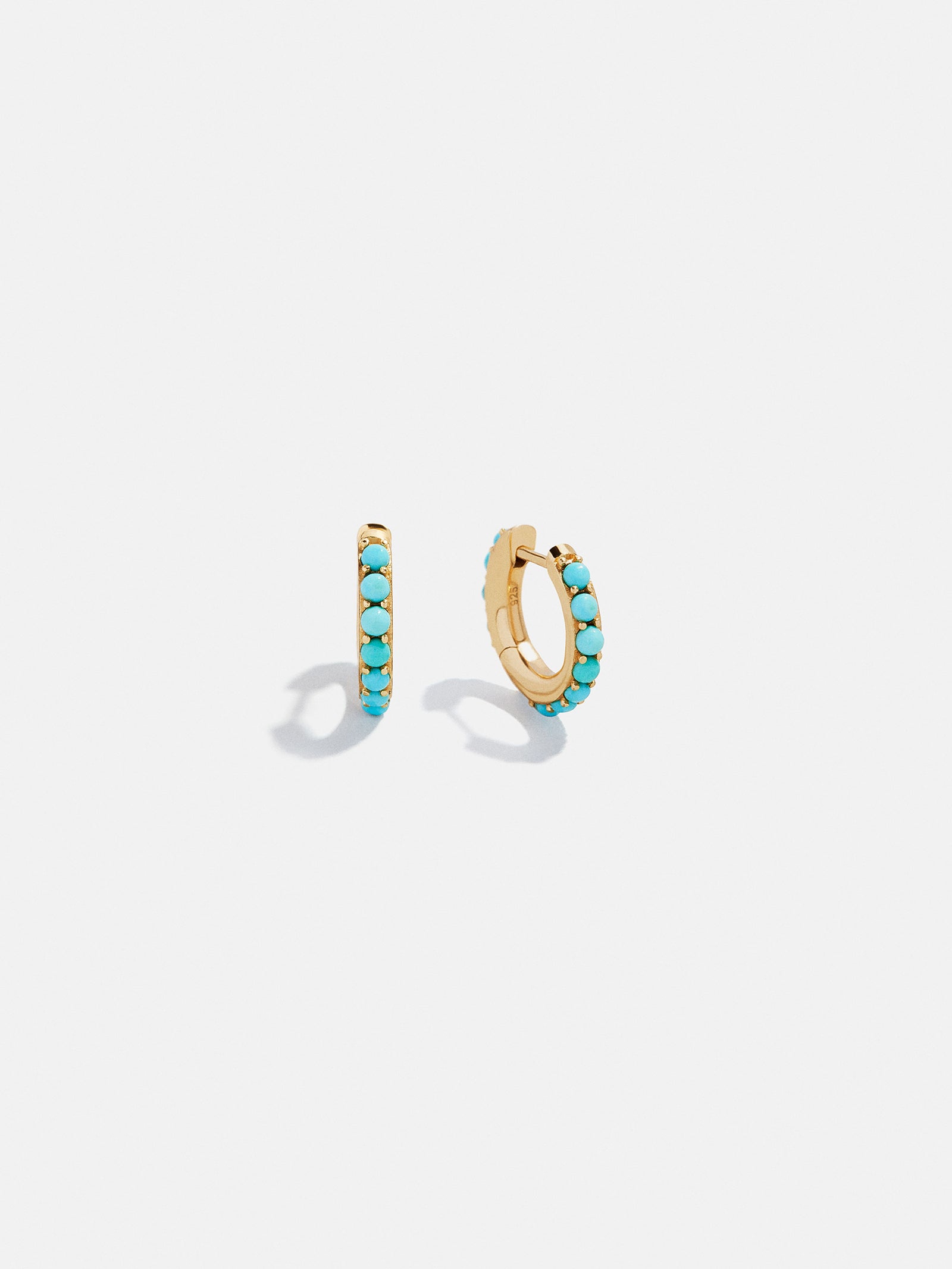 18K Gold Semi-Precious Huggie Earrings - Turquoise