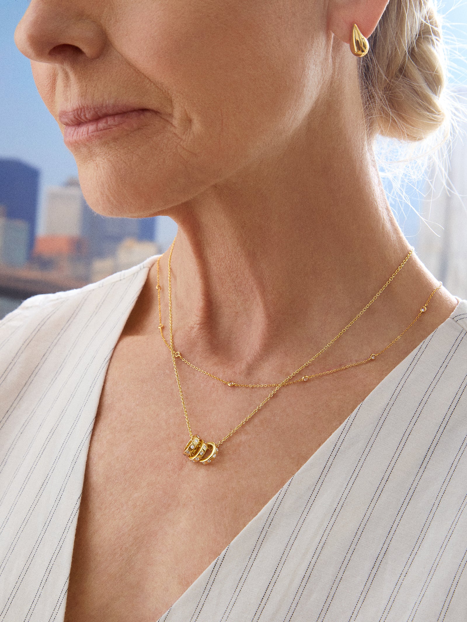 18K Gold Birthstone Charm Necklace - Gold - Image 3