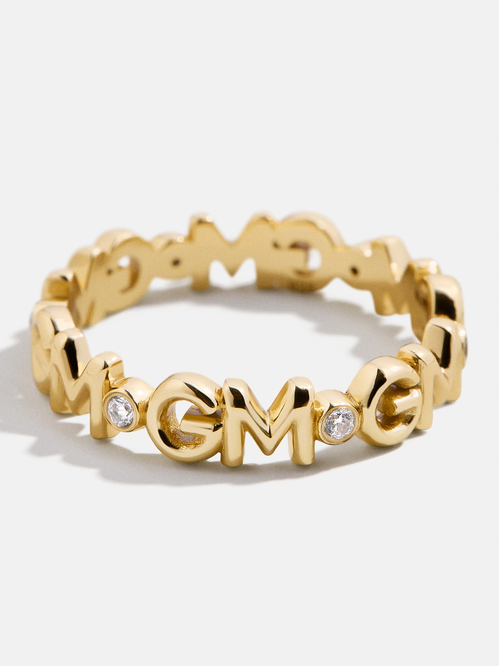 18K Gold Custom Nameplate Ring - 18K Gold. Pav?? Cubic Zirconia Stones - Image 3