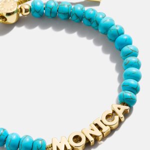 Turquoise Custom Nameplate Bracelet - Gold/Turquoise