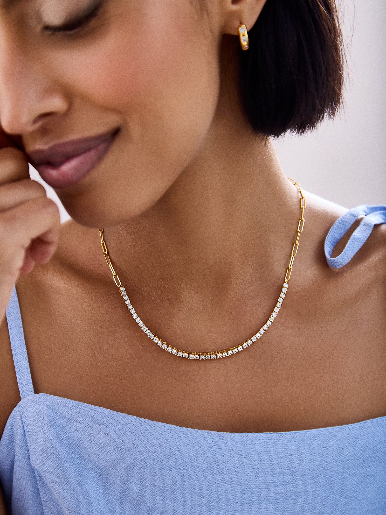 Harper 18K Gold Tennis Necklace - Gold/Pav?? - Image 2