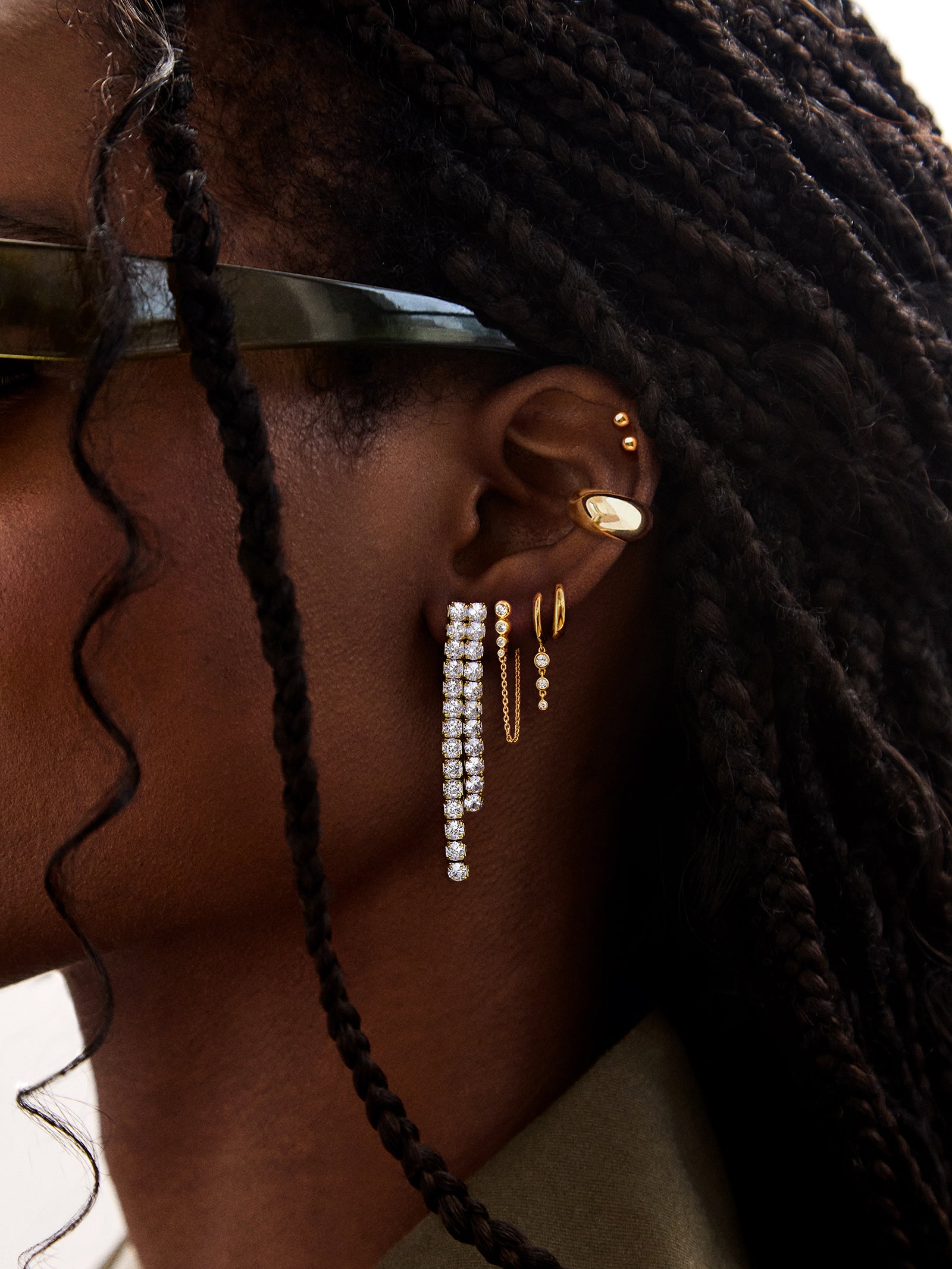 Jenelle 18K Gold Earring Set - Gold/Pav?? - Image 2