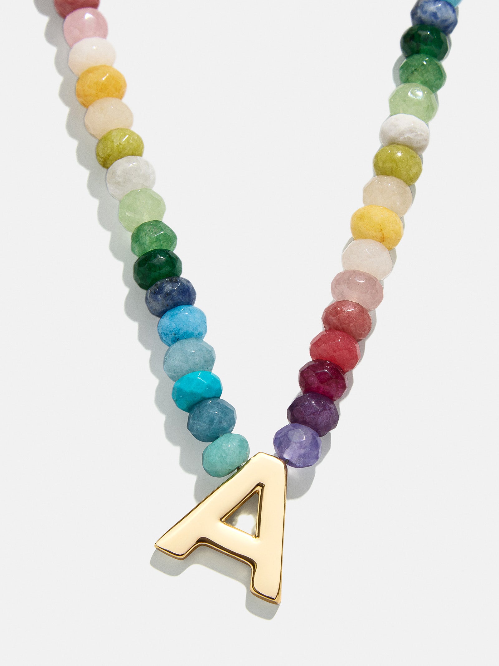 Semi-Precious Block Initial Necklace - Multi - Image 3