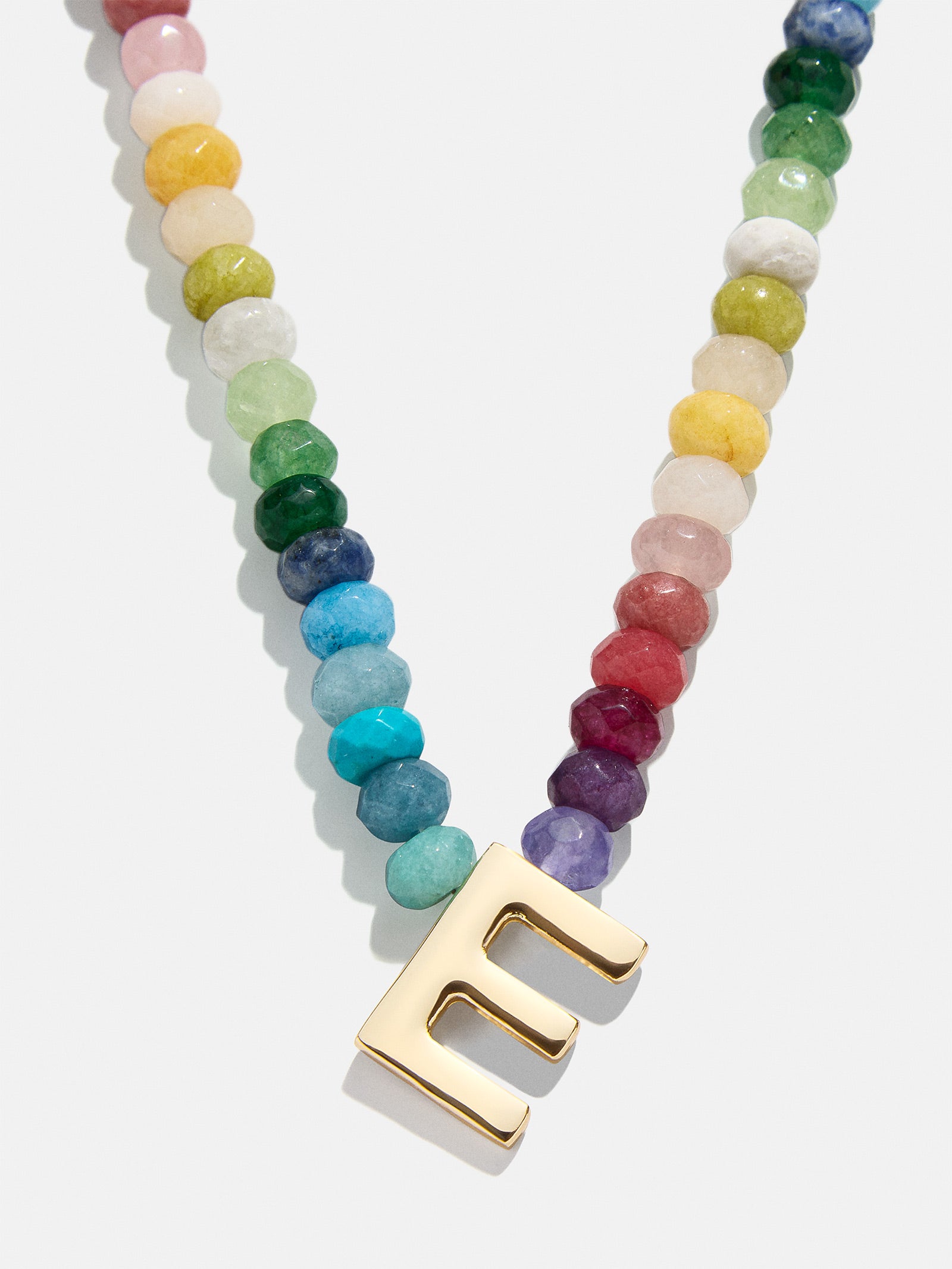 Semi-Precious Block Initial Necklace - Multi - Image 7
