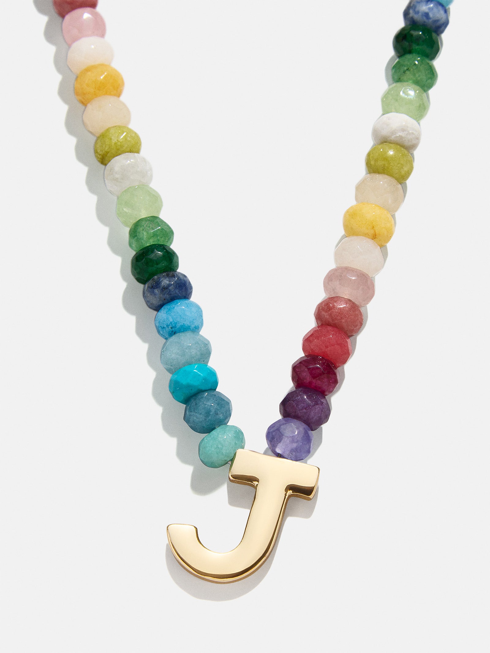 Semi-Precious Block Initial Necklace - Multi - Image 12